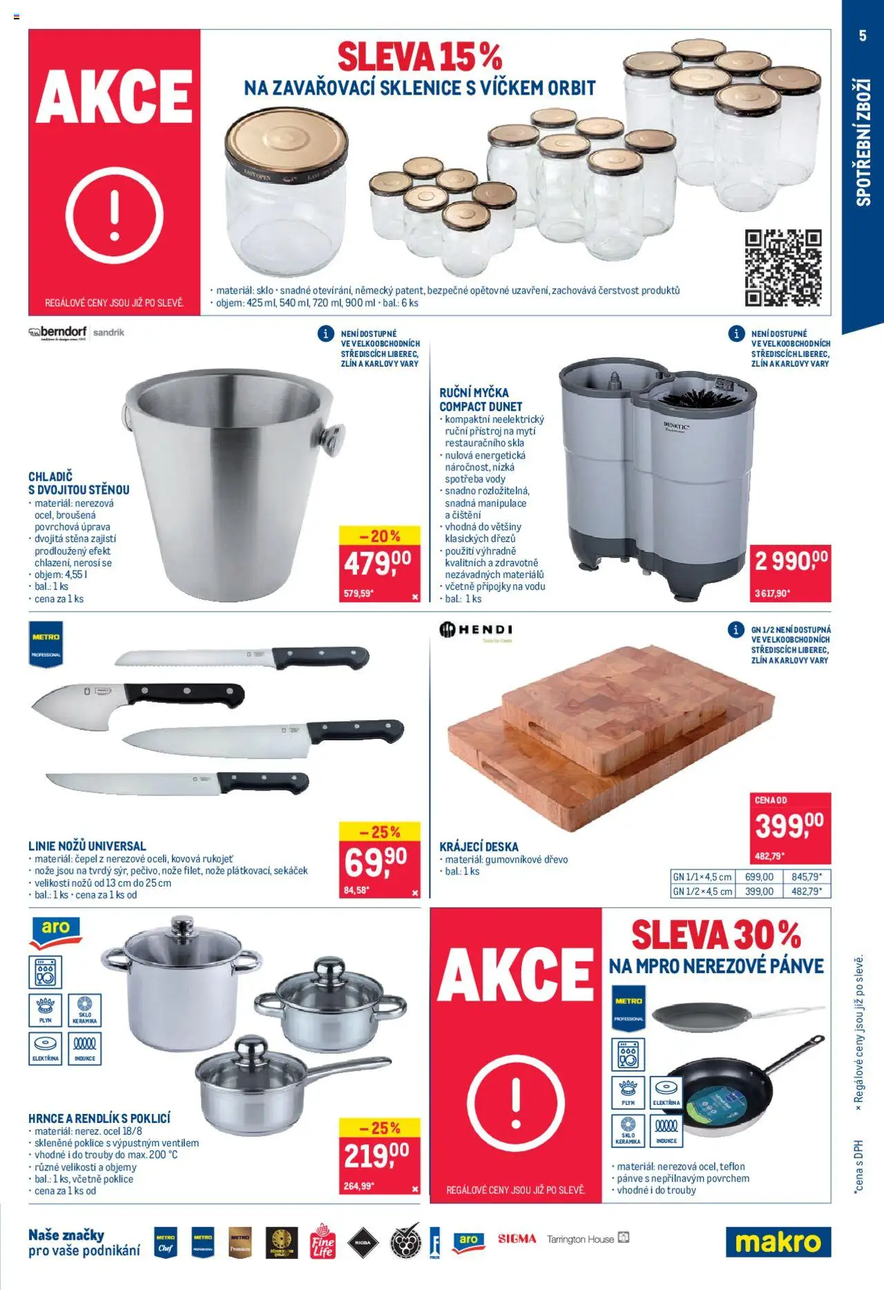  Makro Leták - Spotřební zboží od 21.05.2025 - Akce Makro - strana 5 - Myčka, Zavařovací sklenice, Sklenice, Pánve, Rendlík, Poklice, Sekáček, Nože