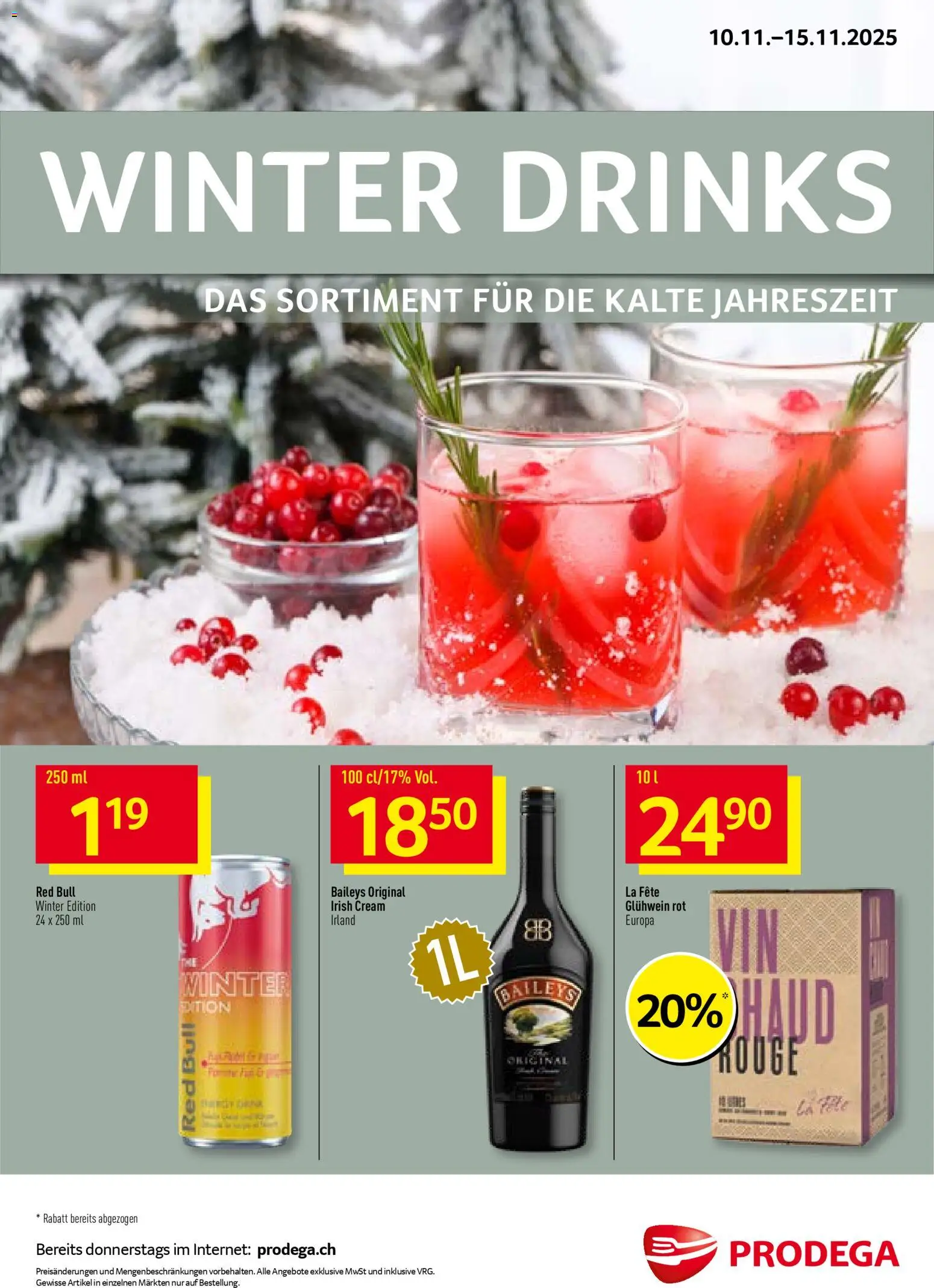 Vorschau des Merkblatts Aktionen Winter Drinks vom Shop Prodega gültig von 10.11.2025 bis 15.11.2025