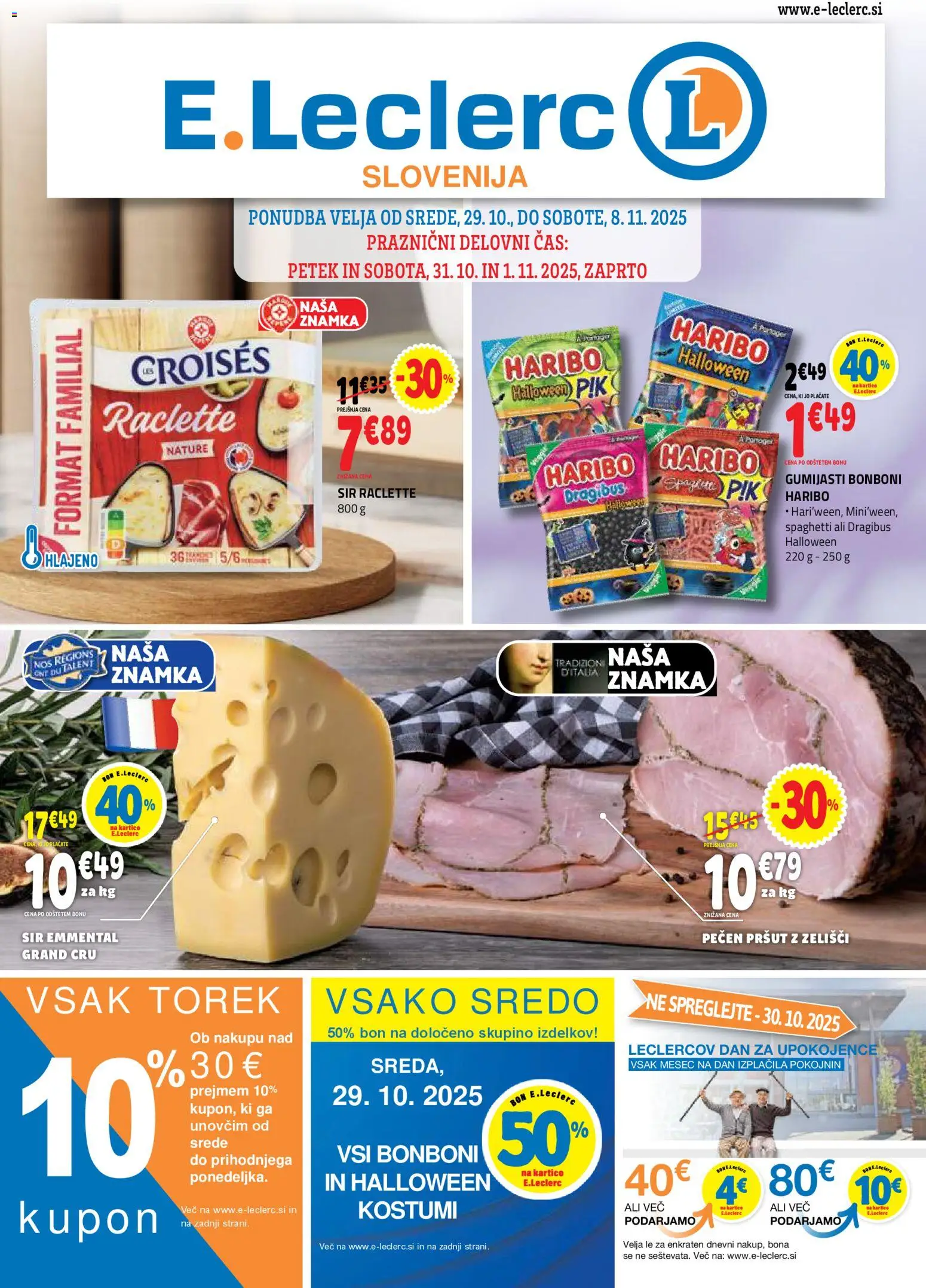 E.leclerc Katalog od 29.10.2025 - aktualna ponudba - stran 1 - Sir, Pršut, Bonboni