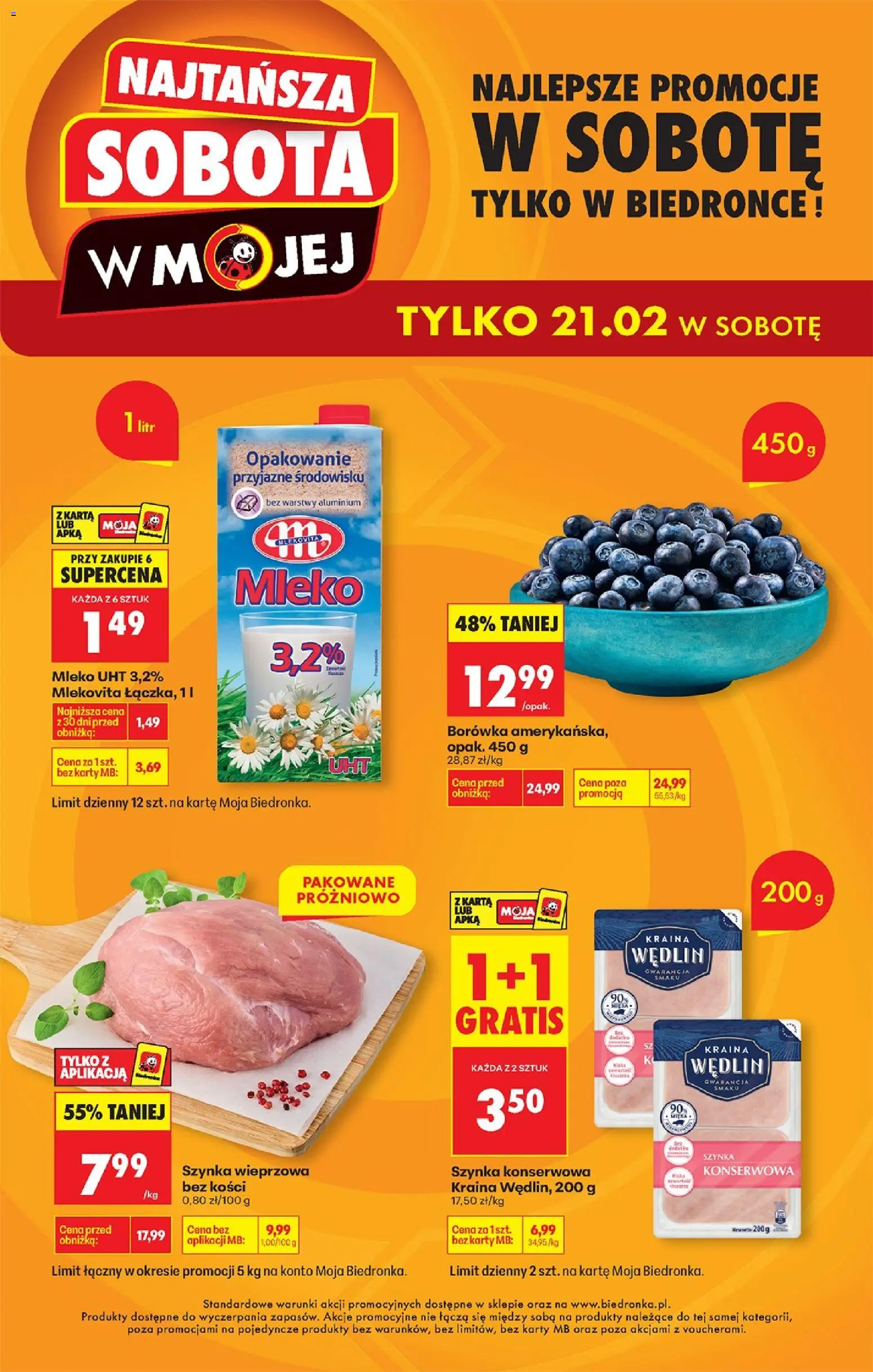 Pogląd gazetki "Najtańsza sobota" ze sklepu Biedronka ważnej od 21.02.2026