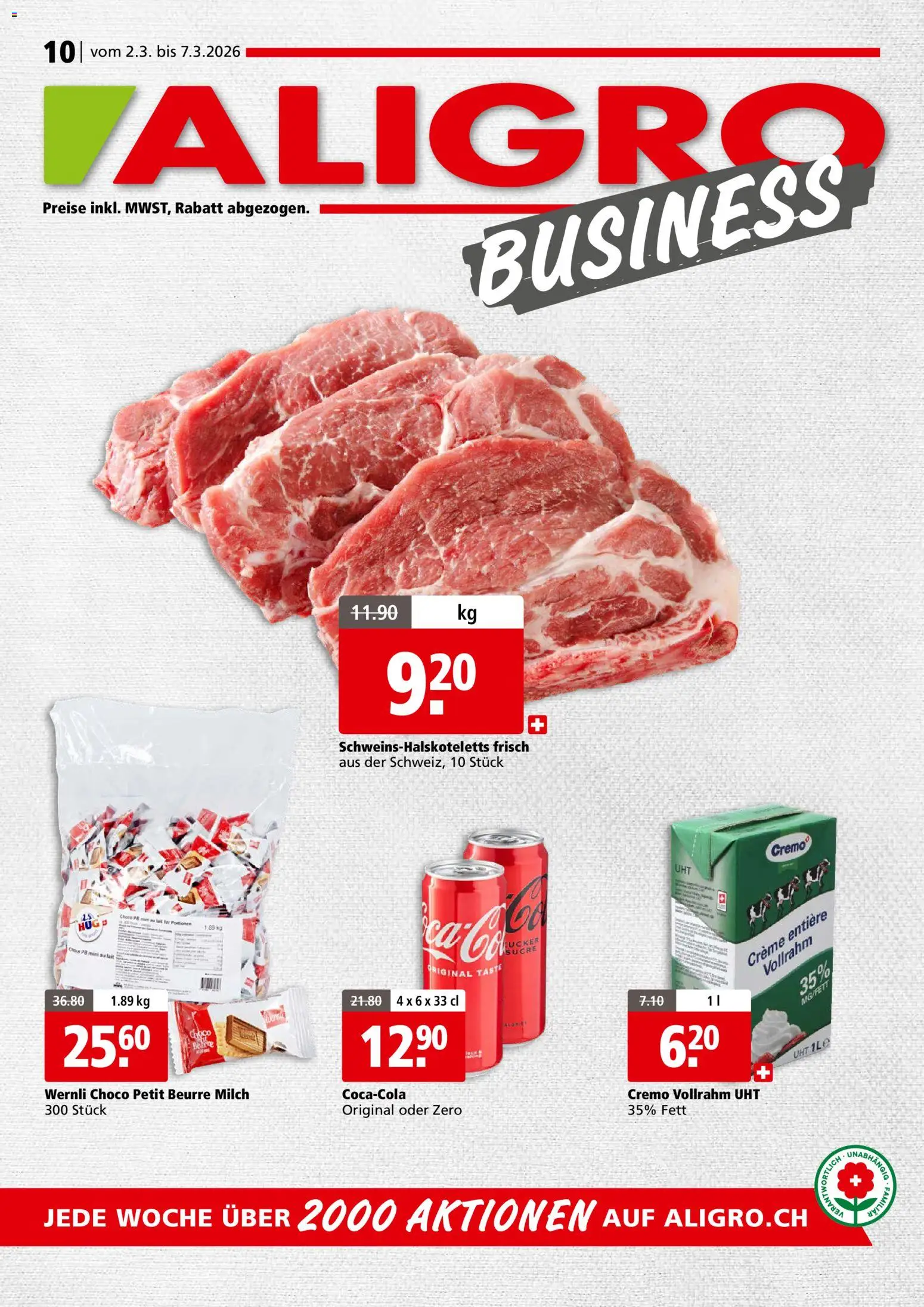 Vorschau des Merkblatts Aligro aktionen Business Chavannes, Matran, Genf, Sitten vom Shop Aligro gültig von 02.03.2026 bis 07.03.2026