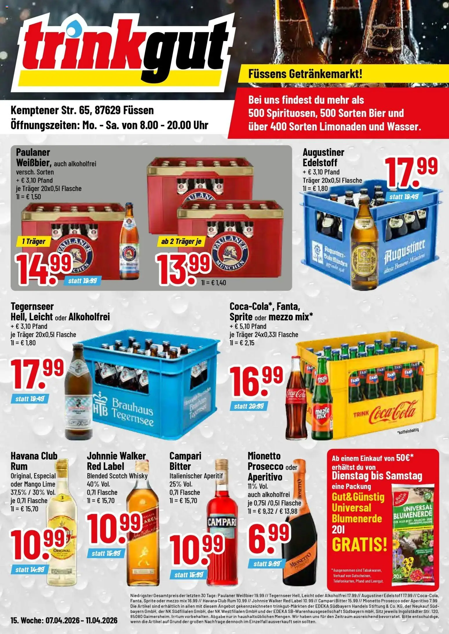 Vorschau von dem Prospekt des Geschäftes Trinkgut, gültig ab dem 05.04.2026 - Uhr, Bier, Whisky, Havana club, Prosecco, Paulaner, Johnnie walker, Oder mezzo mix