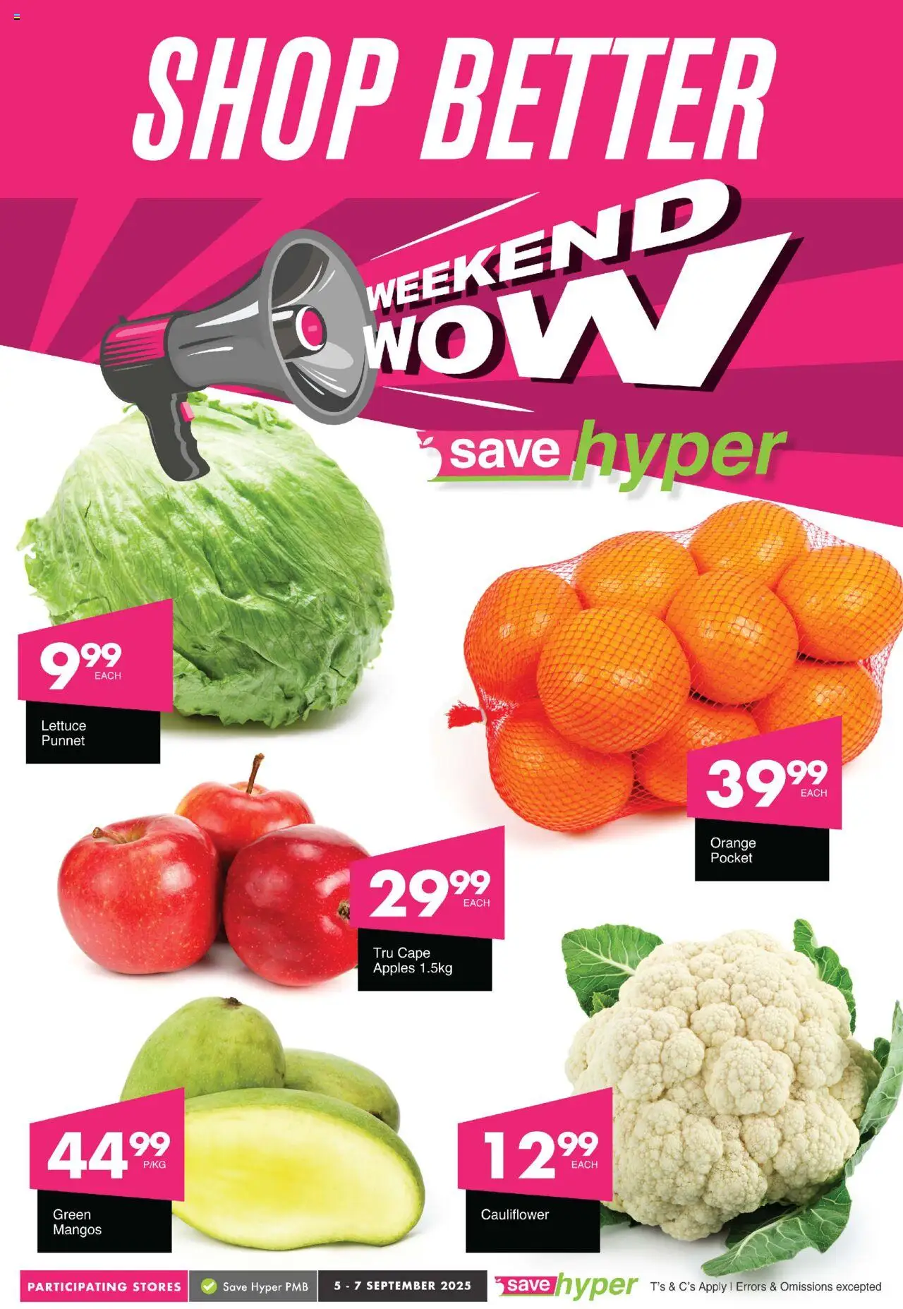Save Weekend Wow from 05/09 - 07/09/2025 > Promotions - Apples, Cauliflower, Lettuce