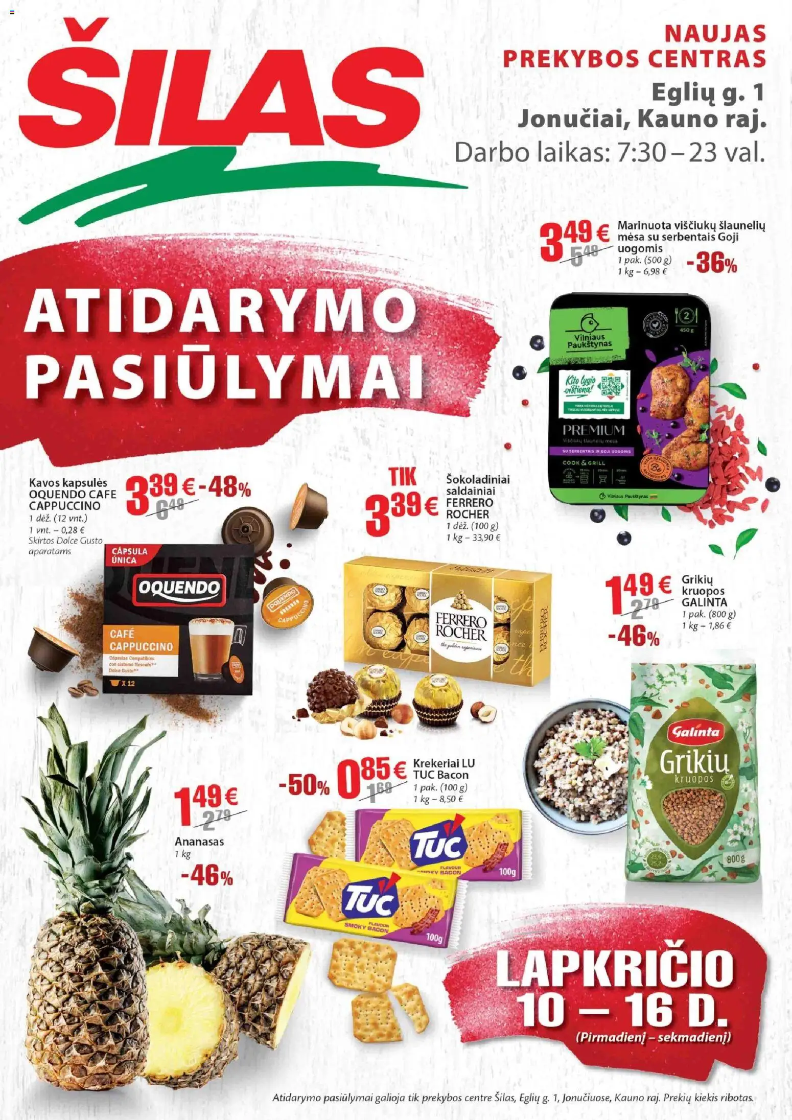 Šilas parduotuvės leidinio Leidinys - Atidarymo pasiūlymai galiojančio nuo 2025.11.10 peržiūra - Saldainiai, Vištiena, Kruopos, Kapsulės