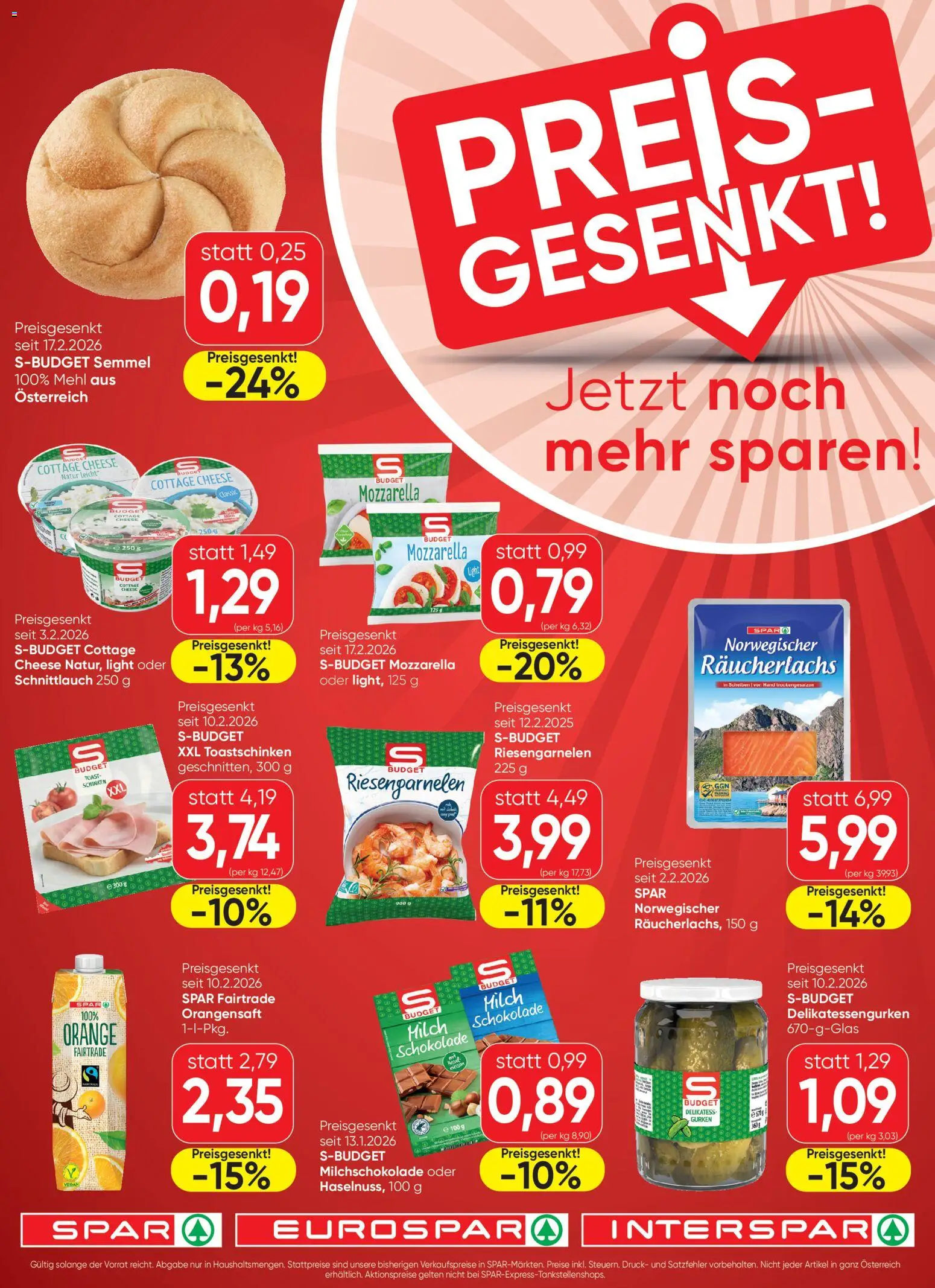 Vorschau der Angebote: Spar Preisgesenkt gültig ab 18.02.2026