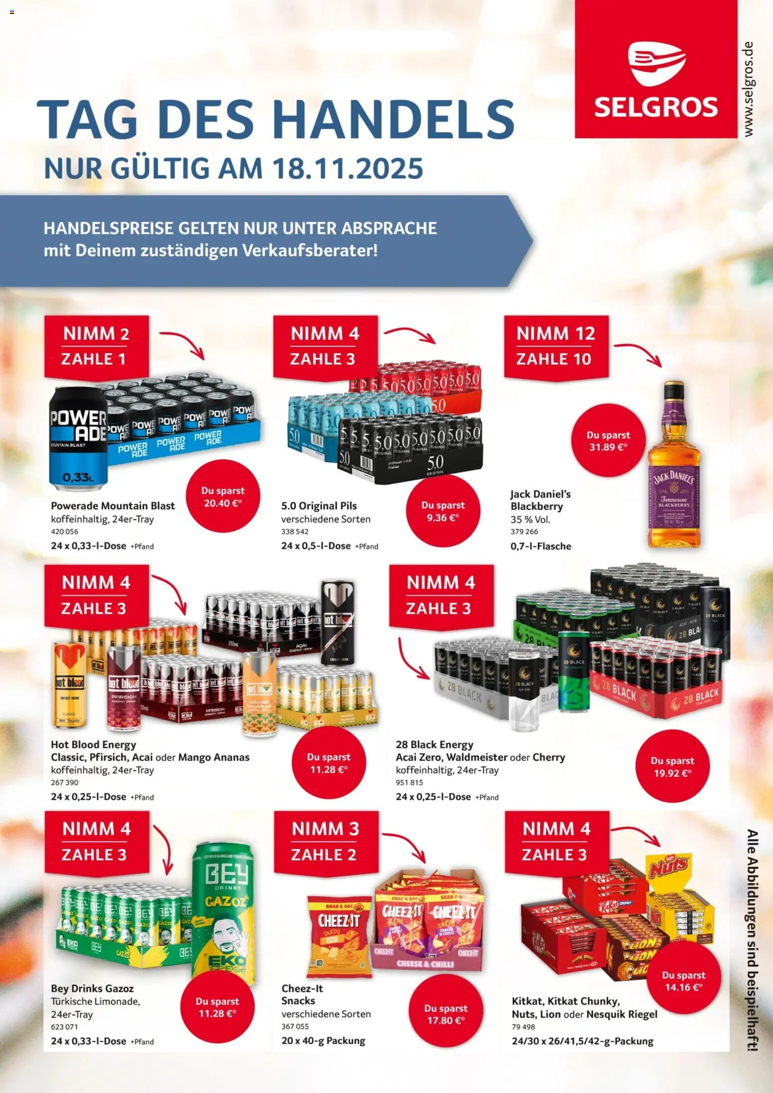 Vorschau von dem Prospekt des Geschäftes Selgros, gültig ab dem 18.11.2025 - Mango, Ananas, Pfirsich, Powerade, Energy, Nesquik, Pils, Jack Daniel's