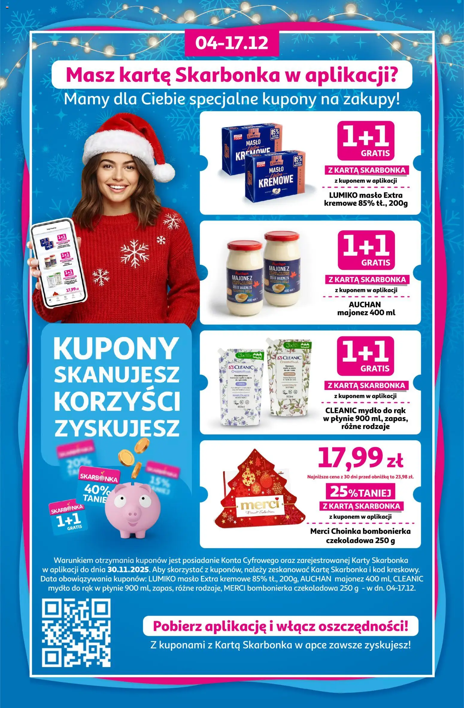 Pogląd gazetki "Kupony w aplikacji Skarbonka" ze sklepu Auchan ważnej od 04.12.2025