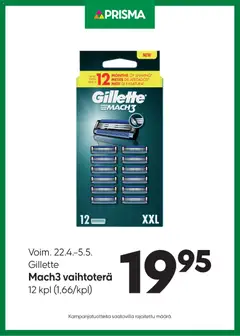 Kaupan Prisma Prisma tarjoukset Gillette esikatselu, voimassa 22/04/2026
