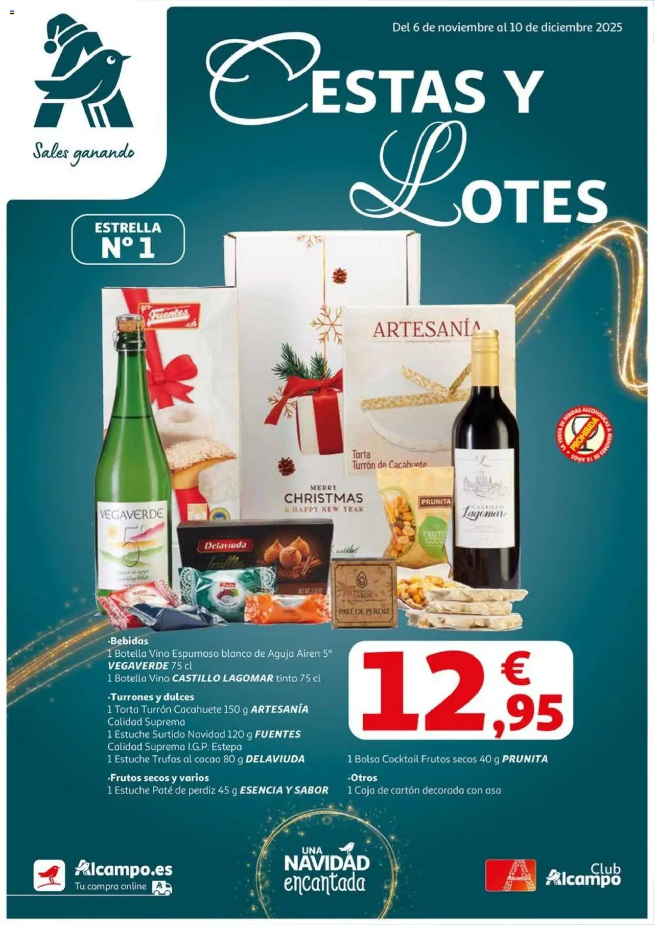 Alcampo folleto 06/11/2025 - 10/12/2025 > Nacional - Bolsa, Vino, Frutos secos, Caja, Bebidas, Cacao, Dulces, Vino espumoso