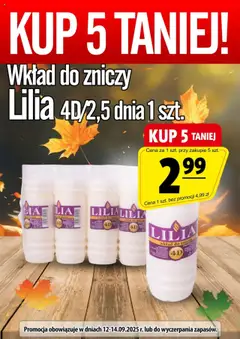 Pogląd gazetki "Promocja - Wkład Do Zniczy Lilia 4d/2,5 Dnia" ze sklepu Prim Market ważnej od 12.09.2025