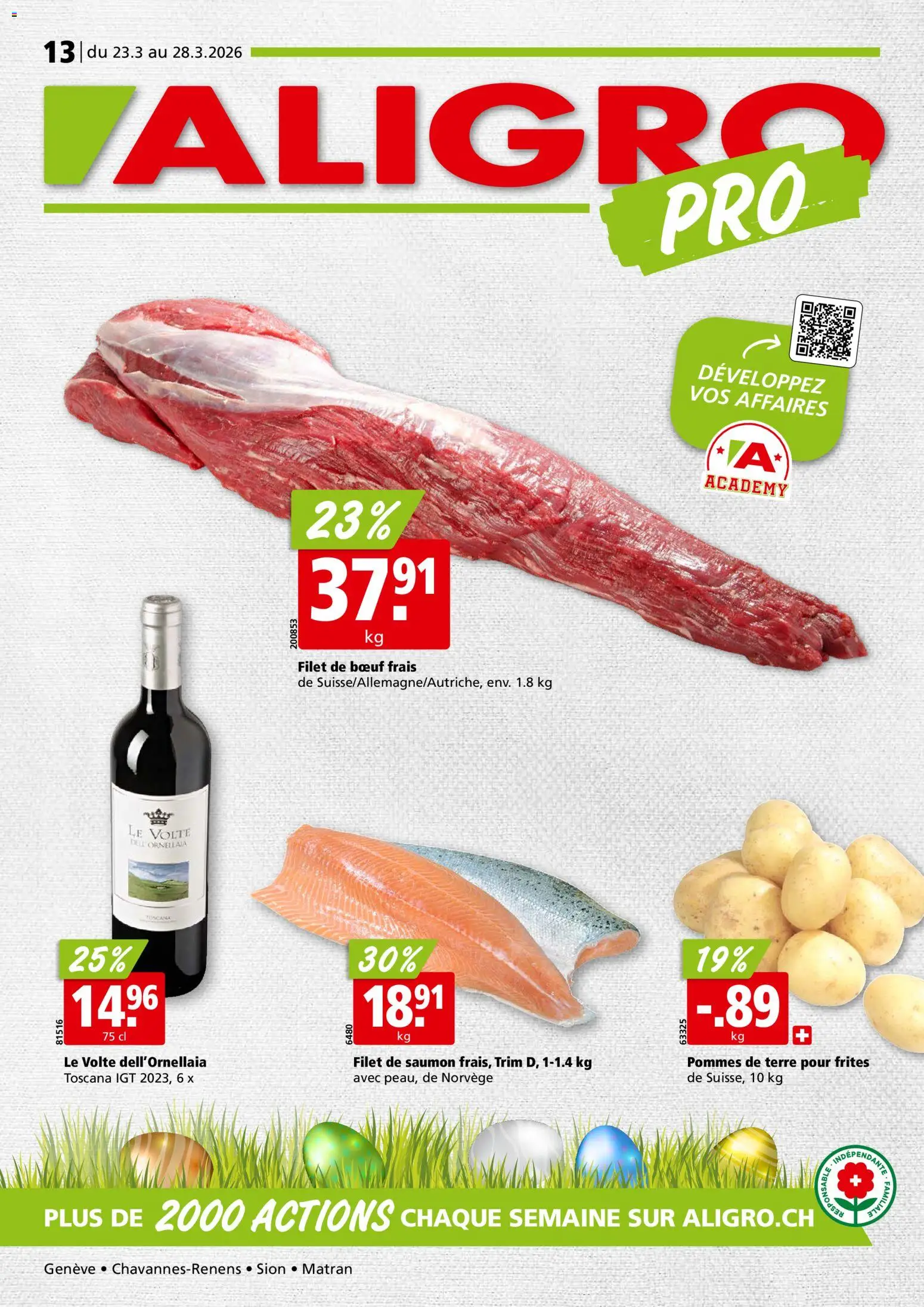 Vorschau des Merkblatts Aligro aktionen Chavannes, Matran, Genève, Sion vom Shop Aligro gültig von 23.03.2026 bis 28.03.2026