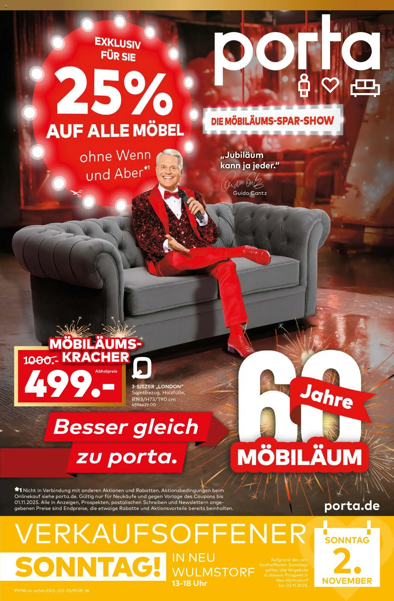 Porta! Möbiläums-Spar-Show mit Guido Cantz und 25% auf ALLE Möbel - Neu Wulmstorf (vom 27.10.2025 - 02.11.2025)