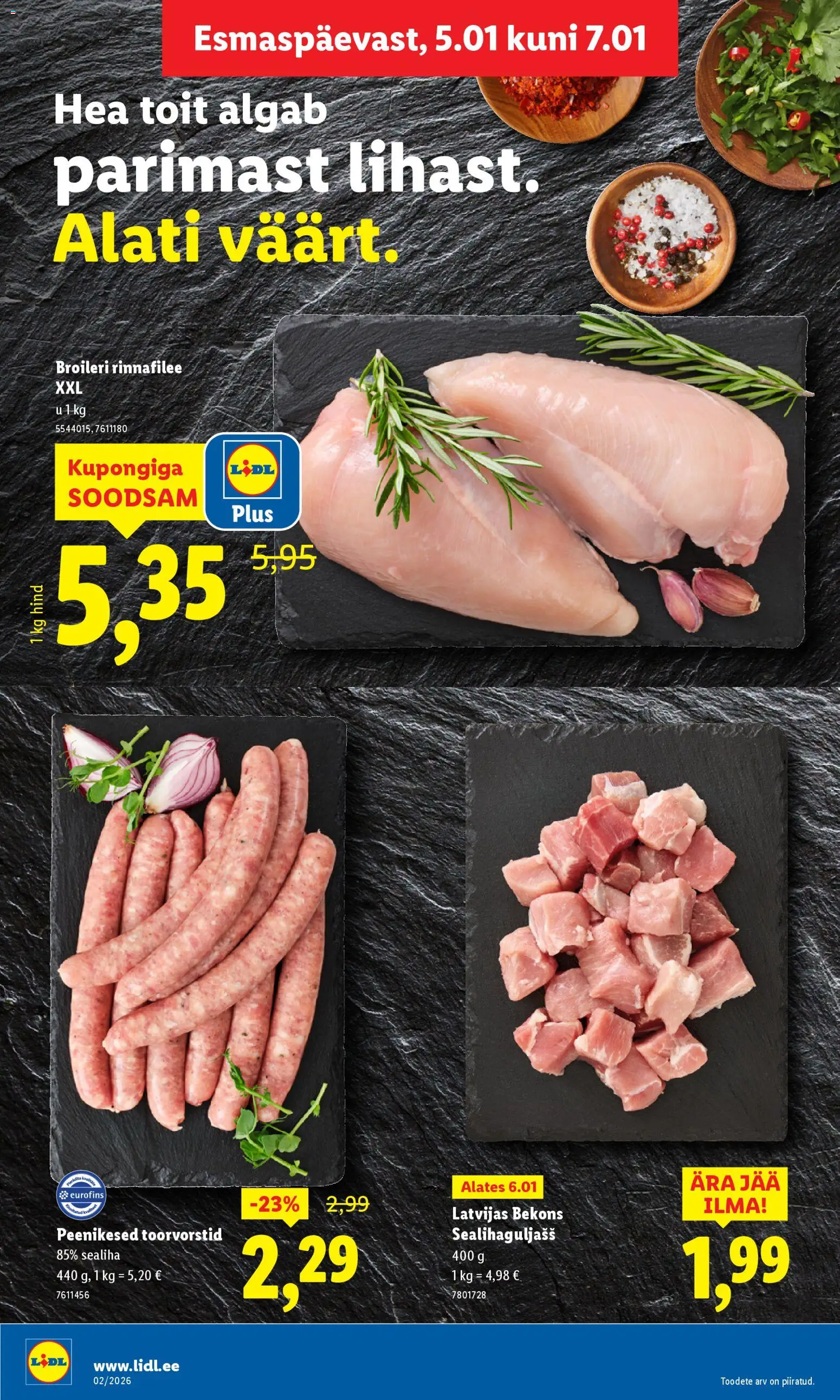 Lidl kliendilehe eelvaade alates 2026.01.05