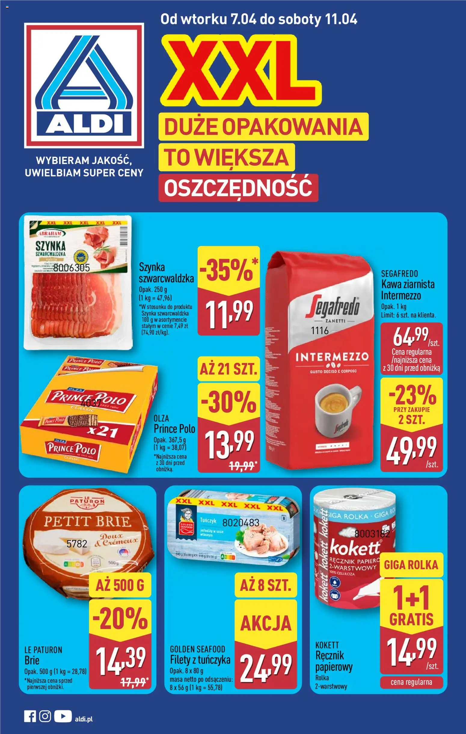 Náhled nabídky: Aldi Polsko Aldi Polsko leták - Oferta specjalna platný od 07.04.2026 - Segafredo, Brie, Segafredo Intermezzo