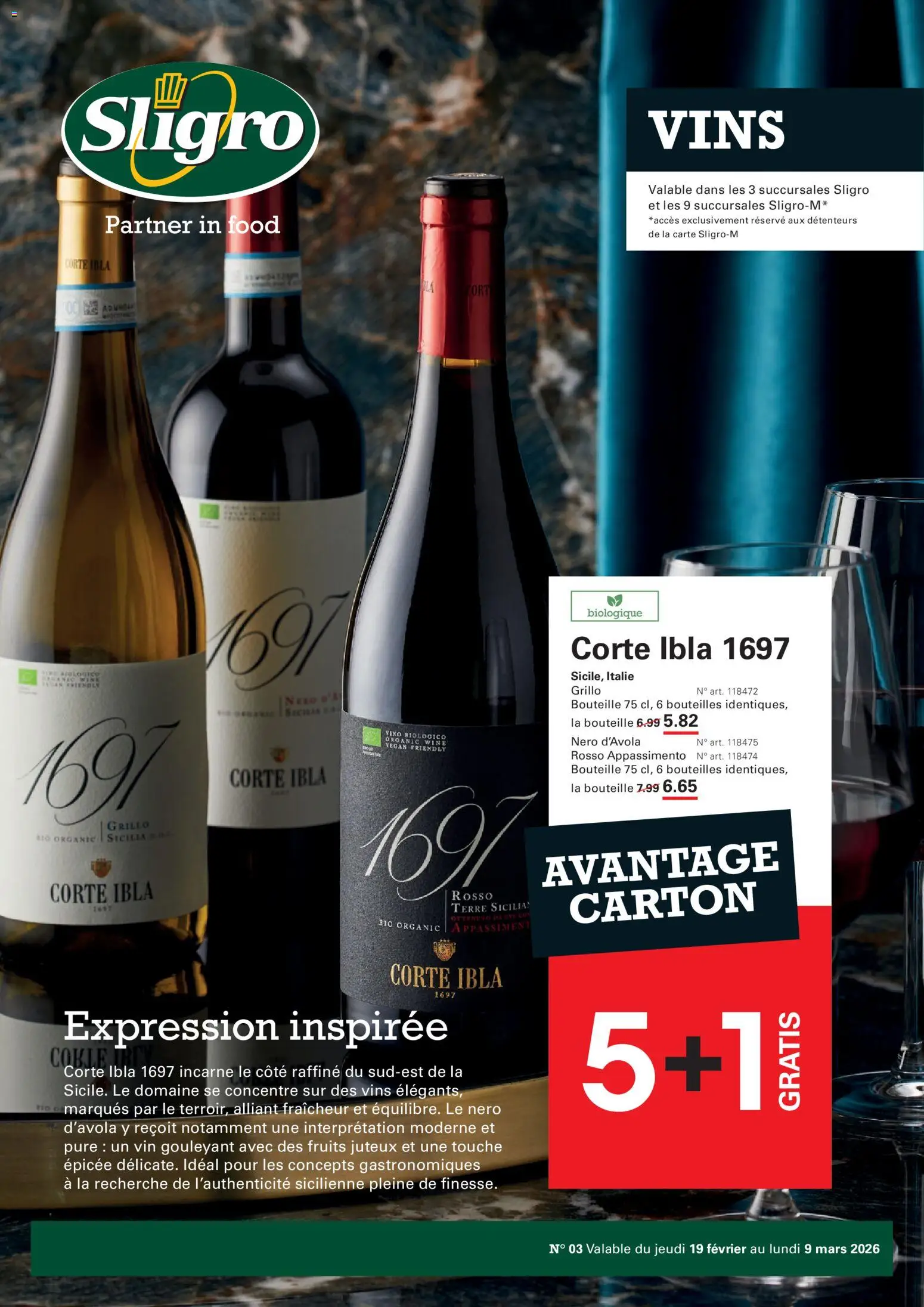 Voorbeeld van Publicité Vins van winkel Sligro geldig vanaf 19/02/2026 - La, Mars