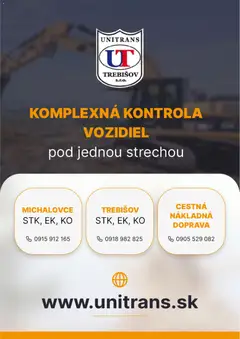 Náhľad UNITRANS TREBIŠOV s.r.o. letáku platného od 23.01.2026
