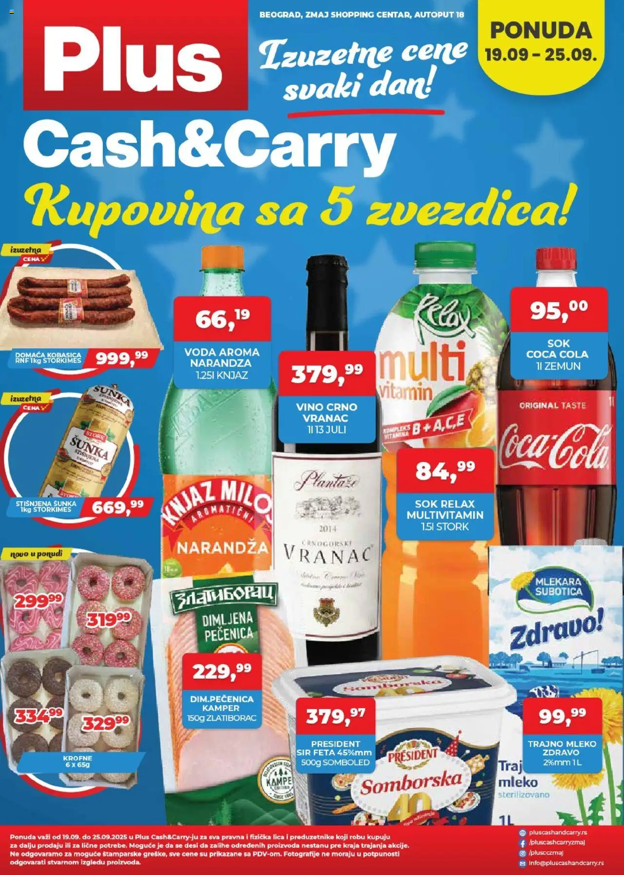 Plus Cash & Carry katalog važi od 19.09.2025 - stranica 1 - Voda, Vino, Mleko, Sir, Šunka, Multivitamin, Kobasica, Vranac