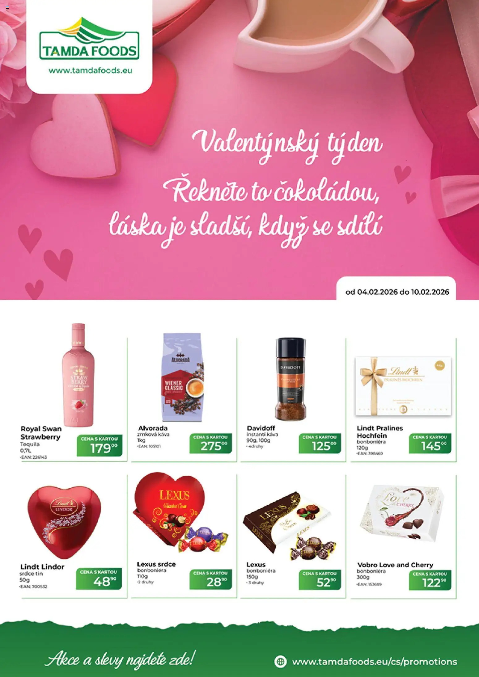 Náhled nabídky: Tamda Foods Leták platný od 04.02.2026 - Káva, Lindt, Tequila, Lindor, Bonboniéra, Lindt lindor
