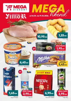 Pregled letka Mega Diskont vikend akcija trgovine Mega Diskont vrijedi od 16.04.2026