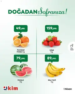Kim Market Kim Market - Sebze ve meyve 01.04.2026 - Broşürünün önizlemesi