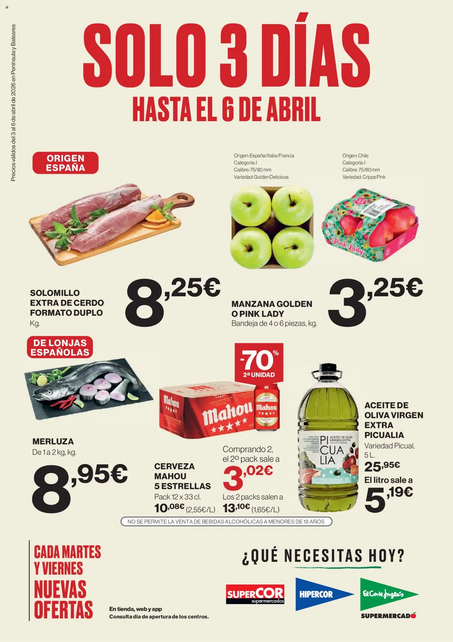 Vista previa del folleto de la tienda Supercor válido desde el 03/04/2026 - Cerveza, Aceite, Cerdo, Manzana, Bebidas, Bandeja