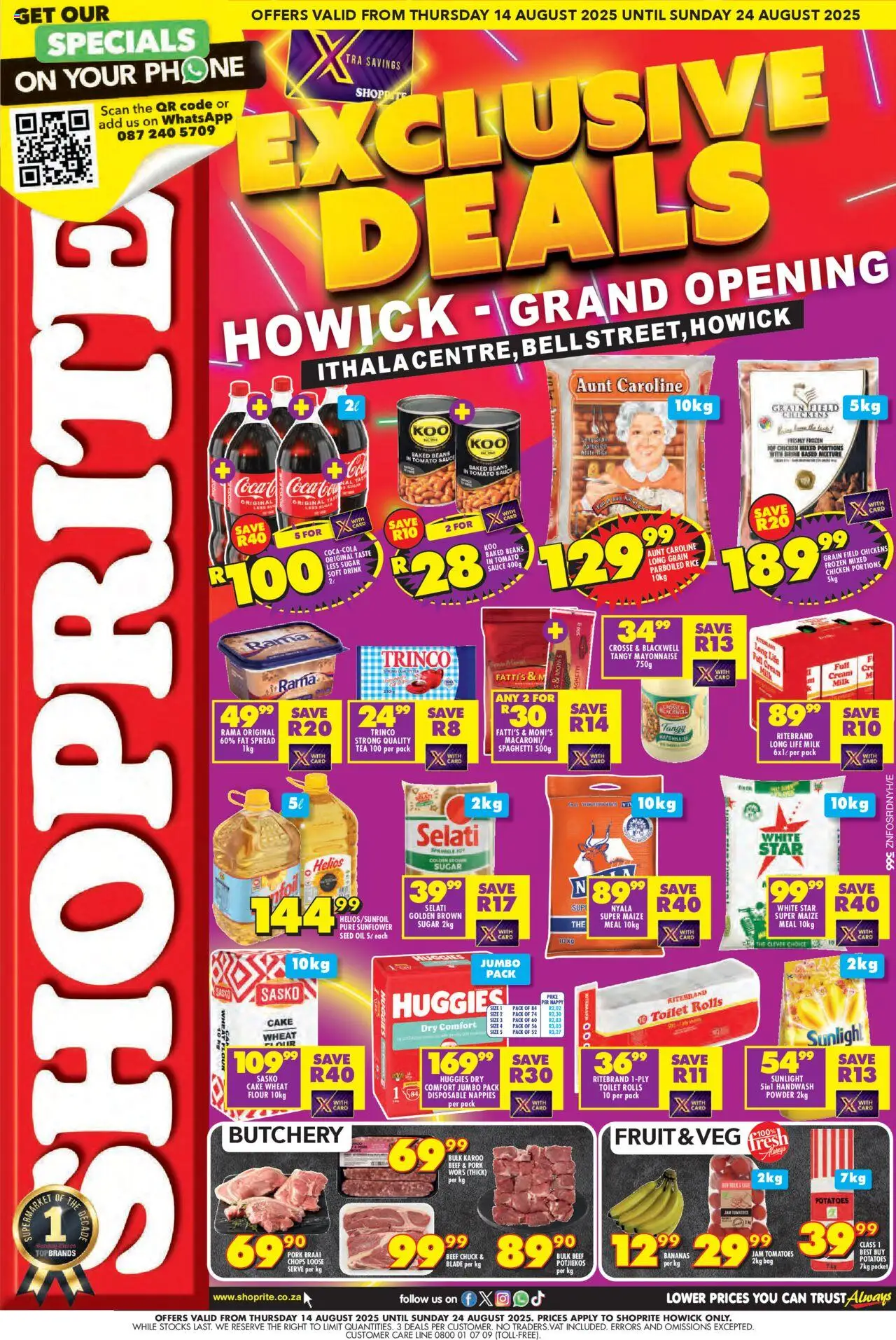 Shoprite KwaZulu-Natal - Major Deals Grand Opening Exclusive Howick 14/08 - 24/08/2025 >> Catalogue