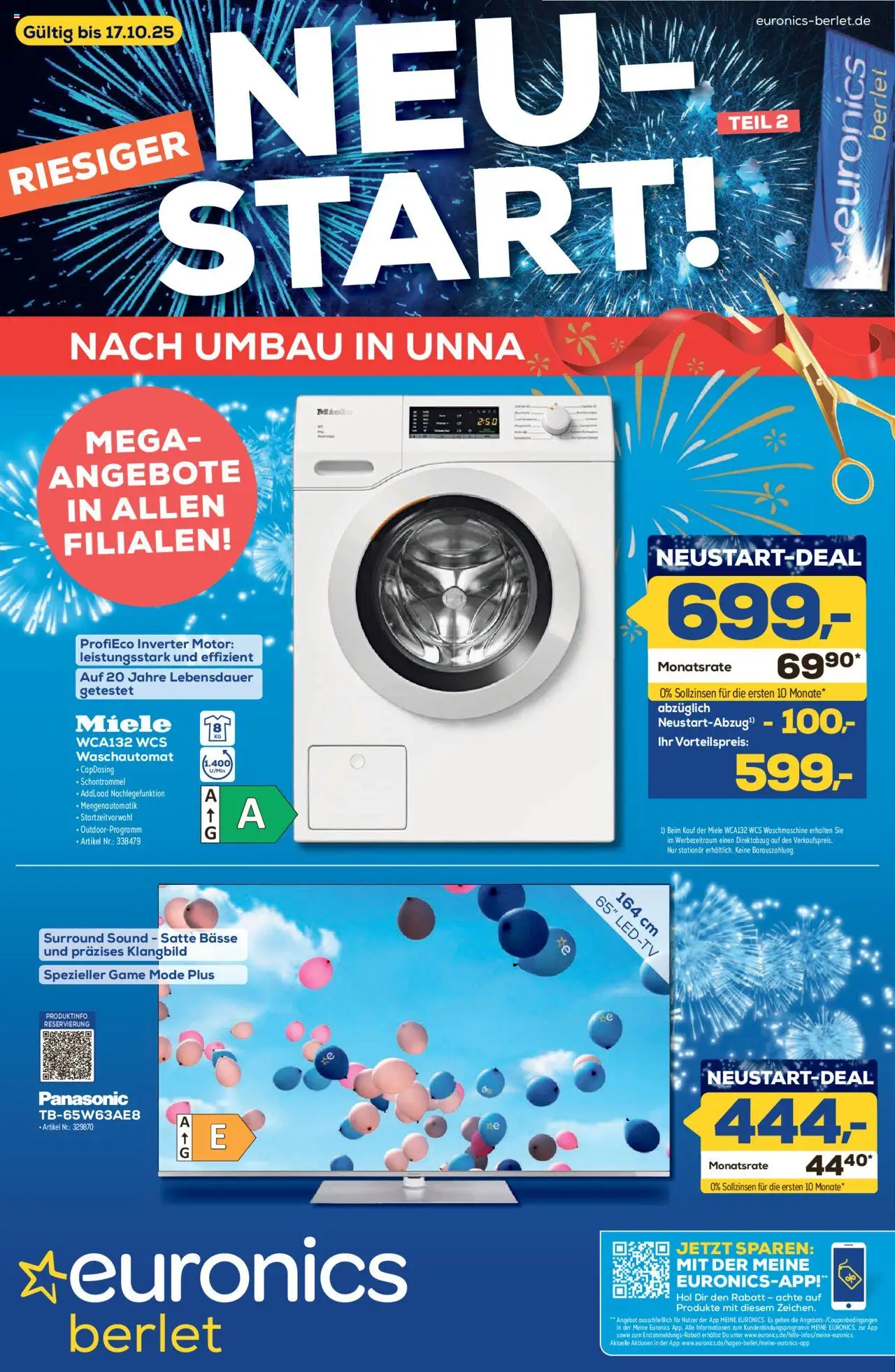 Vorschau von dem Prospekt des Geschäftes Euronics, gültig ab dem 09.10.2025 - Waschmaschine, Miele, Panasonic