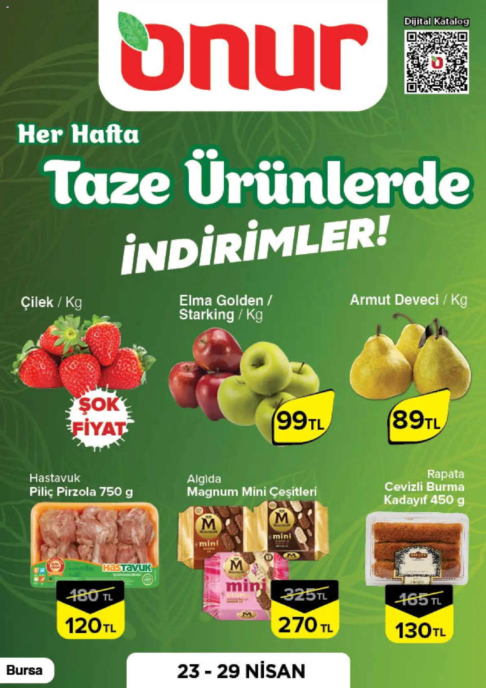 Onur Market Onur Market - Taze Ürünlerde İndirimler - Bursa 23.04.2026 - Broşürünün önizlemesi