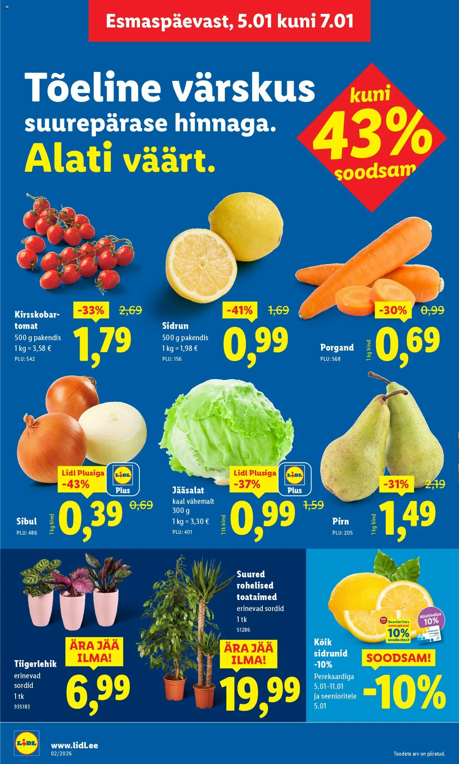 Lidl kliendilehe eelvaade alates 2026.01.05