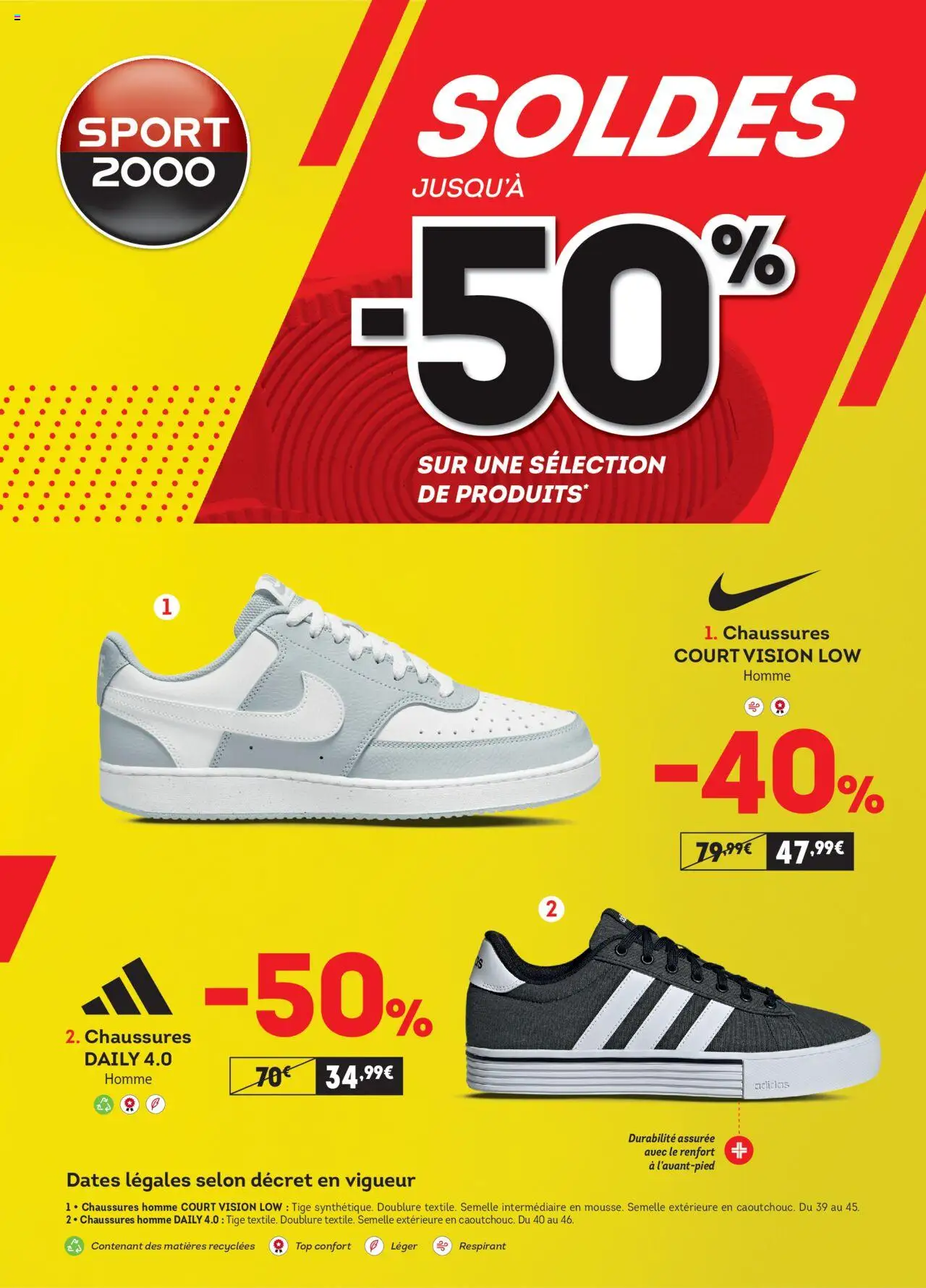 Soldes de la boutique Sport 2000 valable du 26/06/2025 - Page numéro 1 - Chaussures