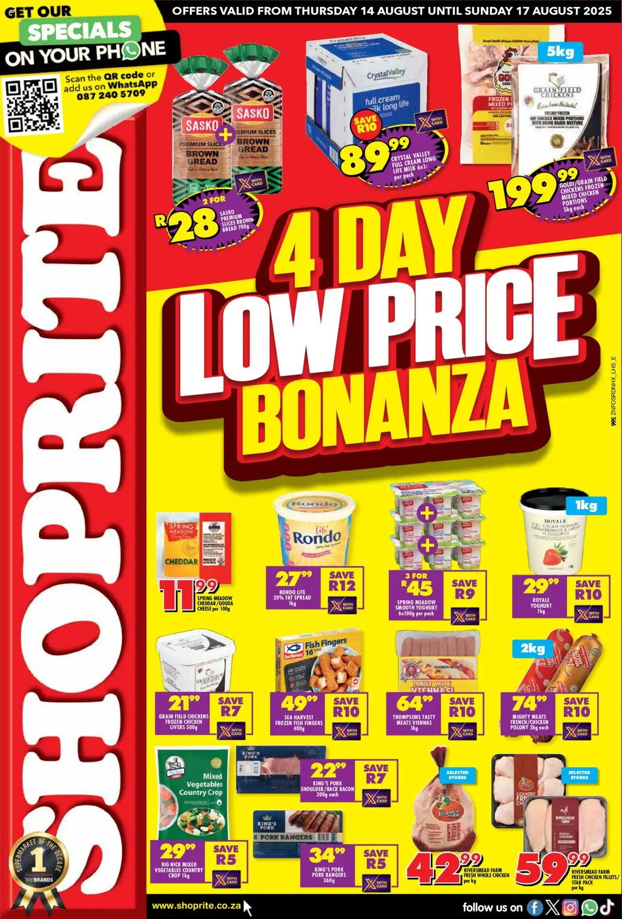 Shoprite KwaZulu-Natal - Low Price Bonanza 14/08 - 17/08/2025 >> Catalogue
