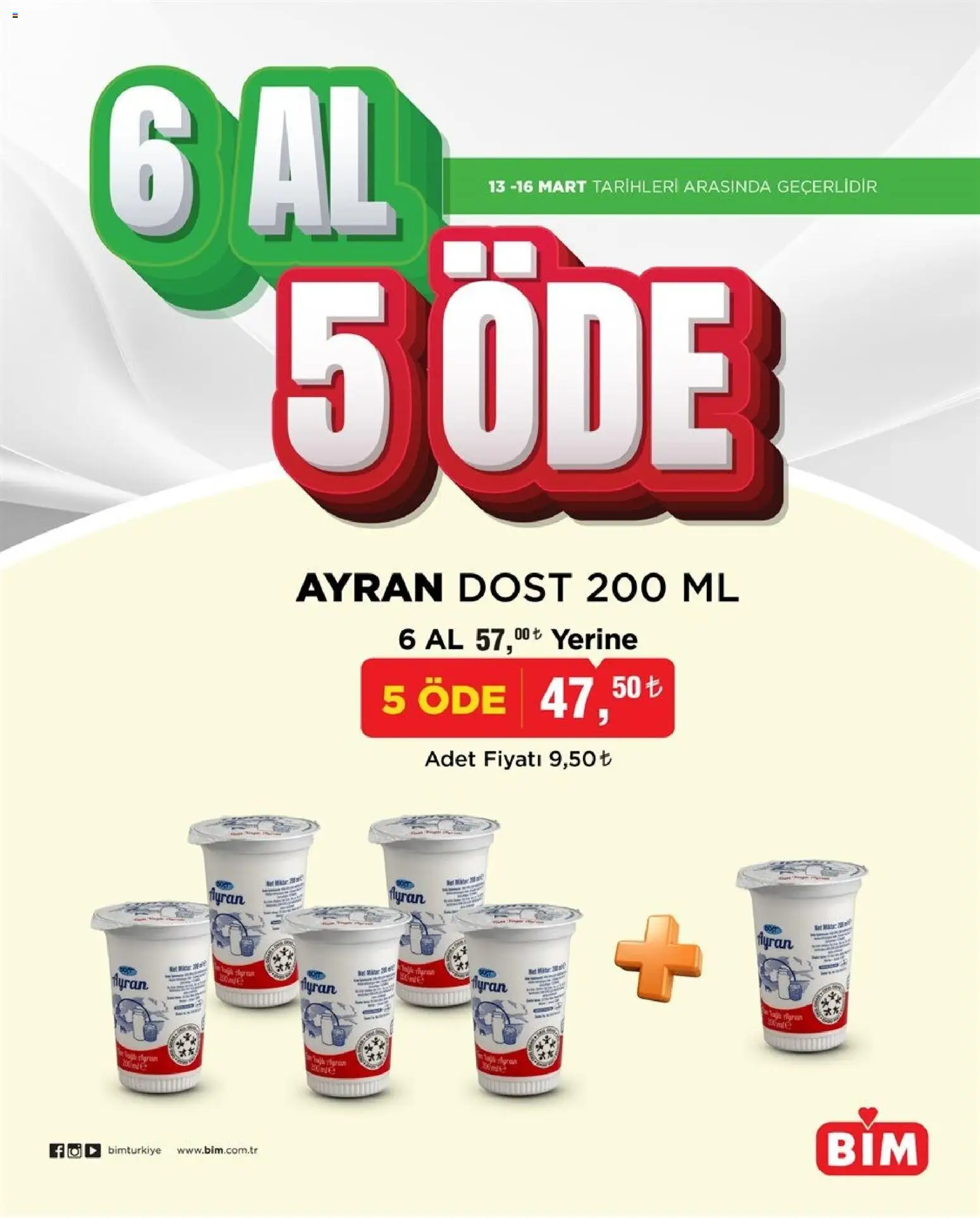 BİM BİM - 6 AL 5 ÖDE, İndirim 13.03.2026 - Broşürünün önizlemesi