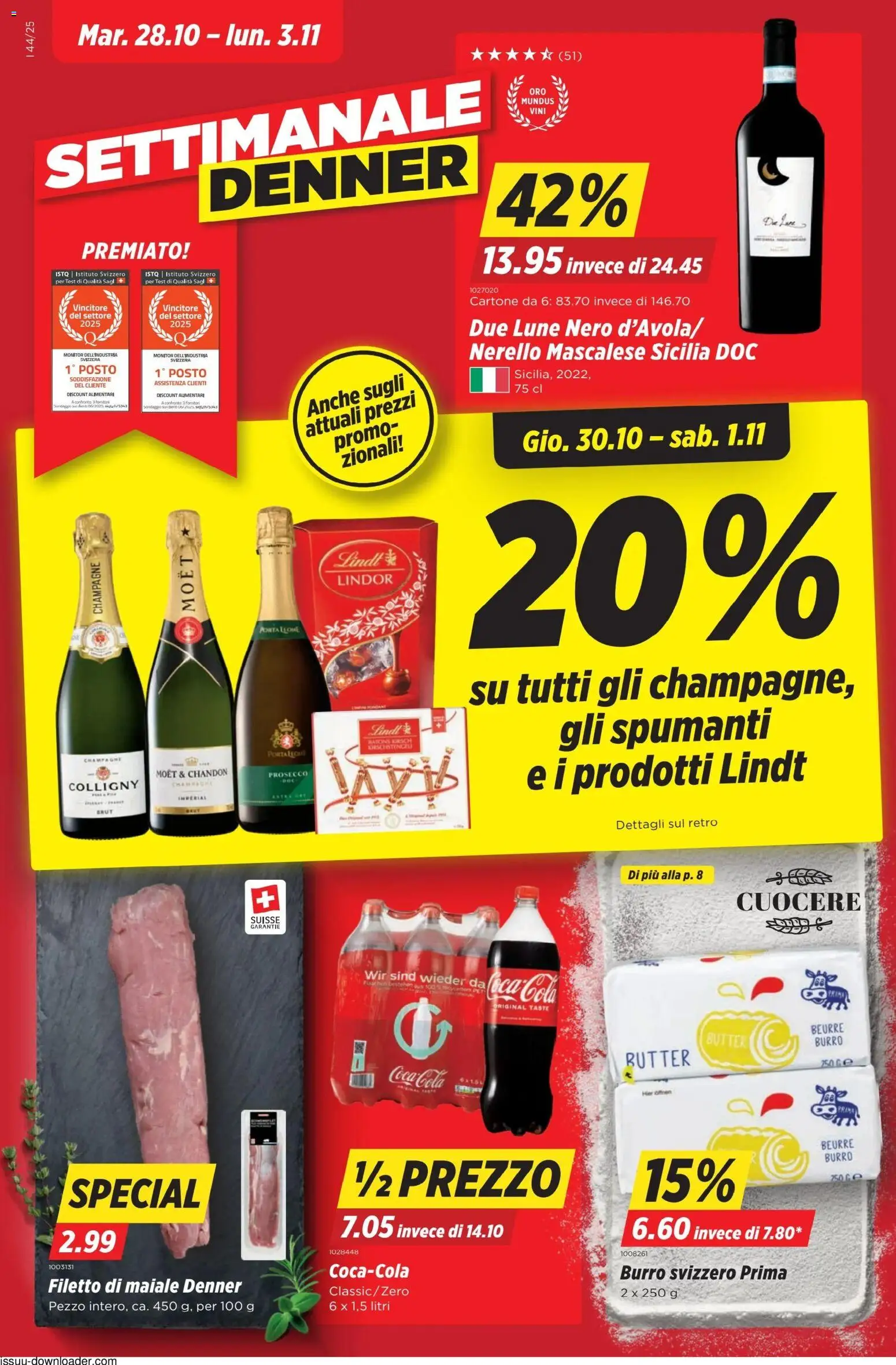 Vorschau des Merkblatts Aktionen IT vom Shop Denner gültig von 28.10.2025 bis 03.11.2025 - Coca Cola, Monitor, Prosecco, Butter, Lindor