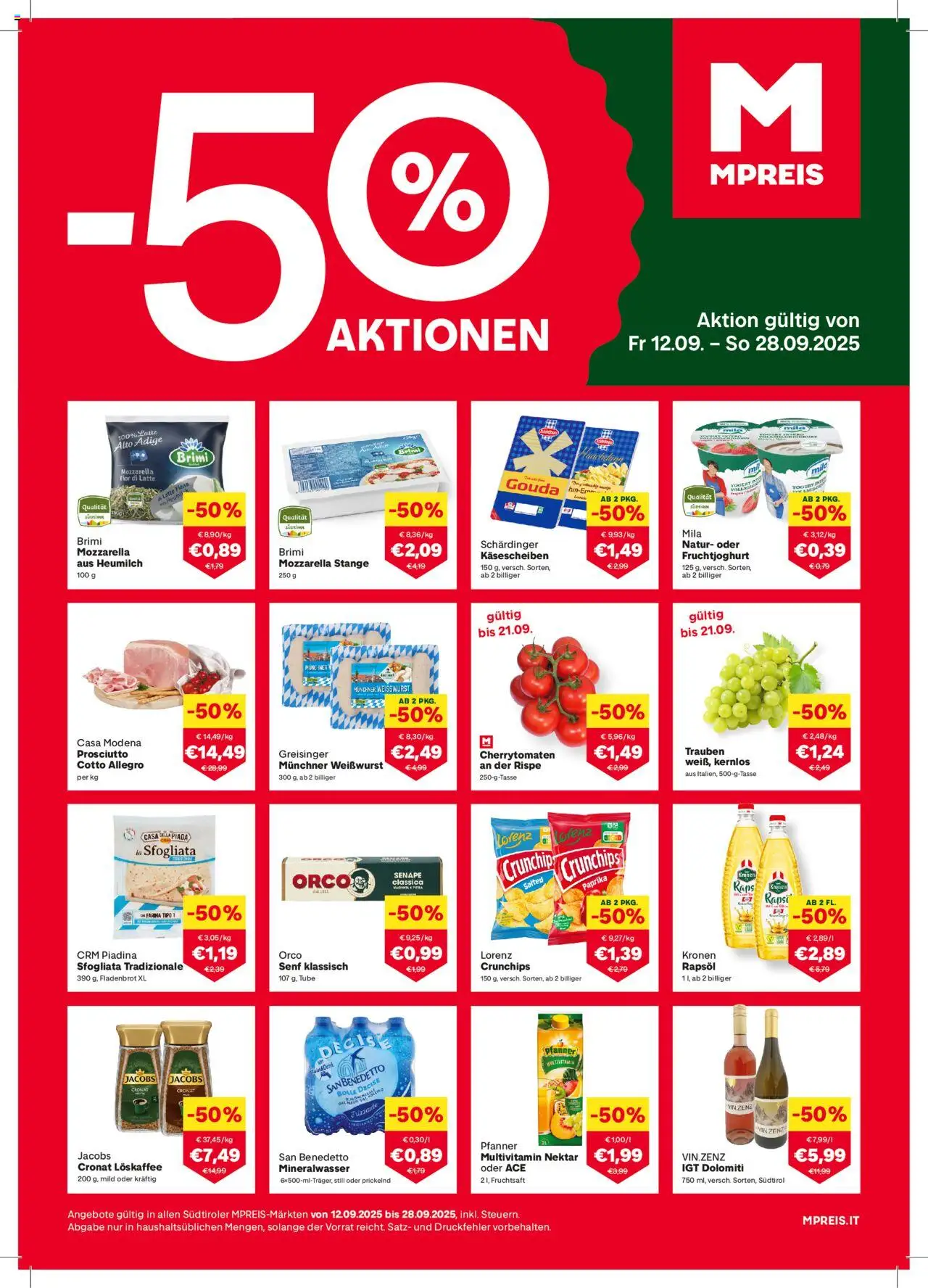  MPREIS 50% Aktionen Algund ab (12.09.2025 - 28.09.2025) - Seite 1