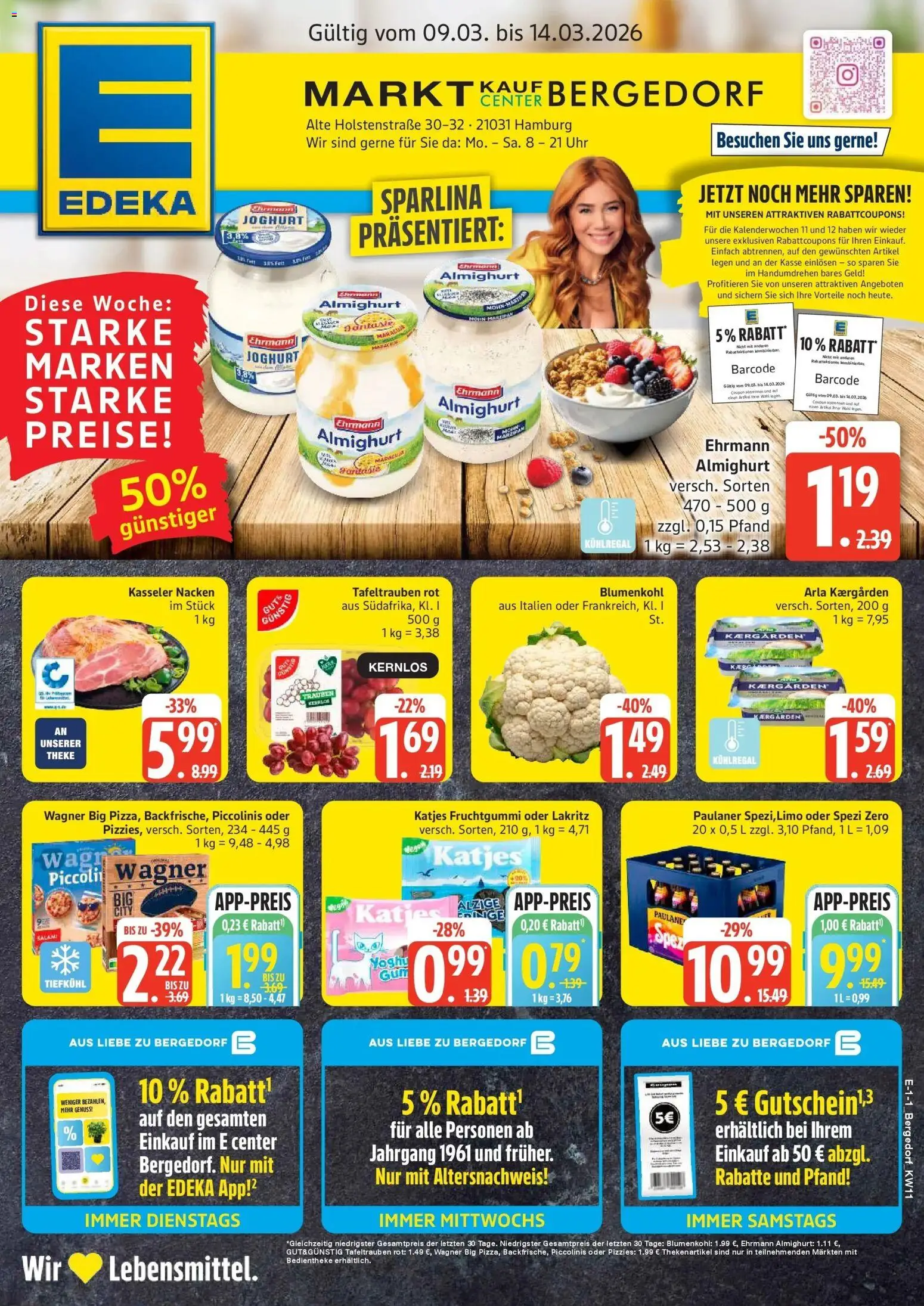 Vorschau von dem Prospekt des Geschäftes Marktkauf, gültig ab dem 09.03.2026 - Joghurt, Blumenkohl, Katjes, Paulaner, Piccolinis, Salami, Theke, Kasseler nacken
