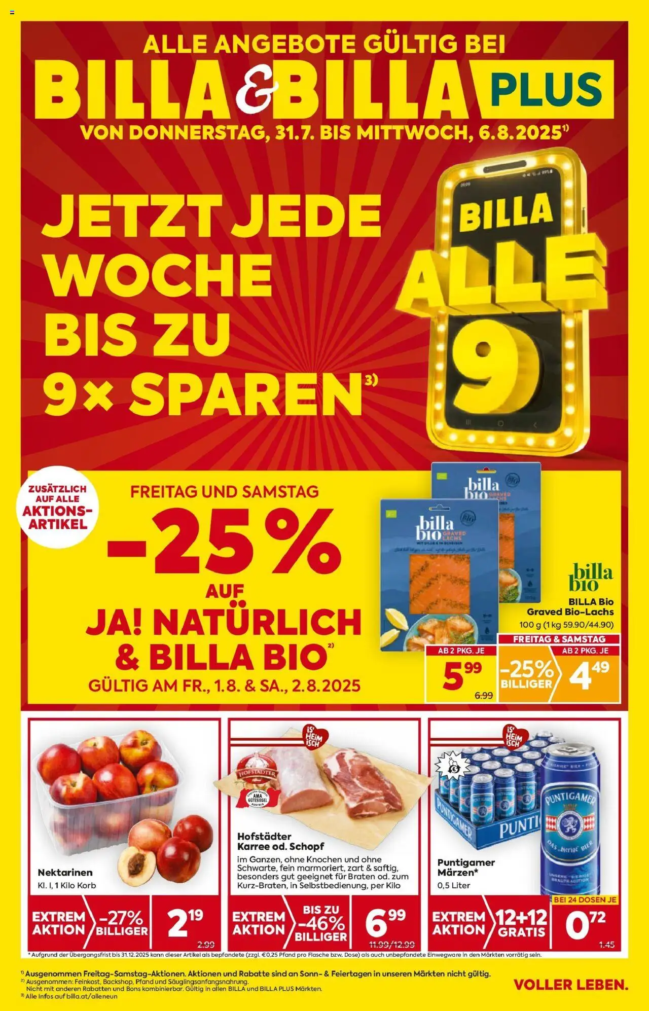  BILLA Flugblatt ab 31.07.2025 vorschau >> Bad Radkersburg, Ramsau, Fehring - Seite 1 - Korb