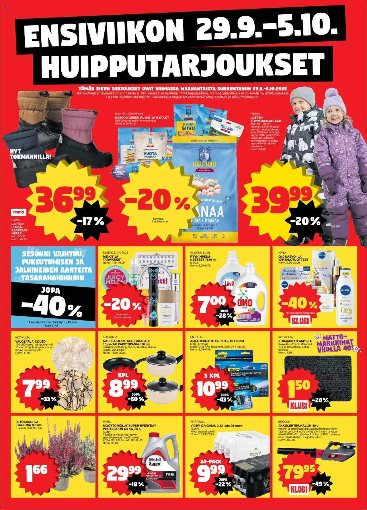 Tokmanni-kaupan Ensi viikon huipputarjoukset voimassa 29/09/2025 - Sivulla 1