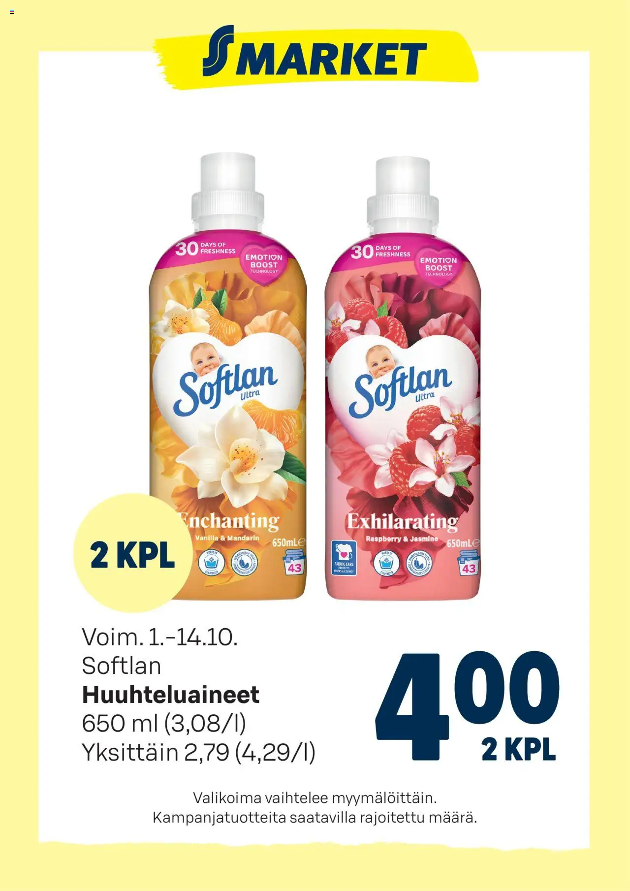 S-market-kaupan Tarjoukset Softlan Huuhteluaineet voimassa 01/10/2025 - Sivulla 1