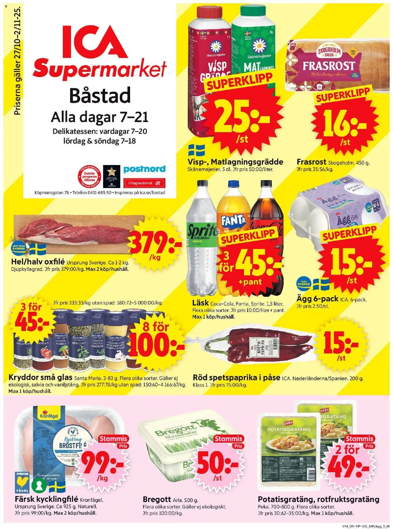 Förhandsgranska reklamblad Båstad från butik ICA Supermarket gäller från 27/10/2025