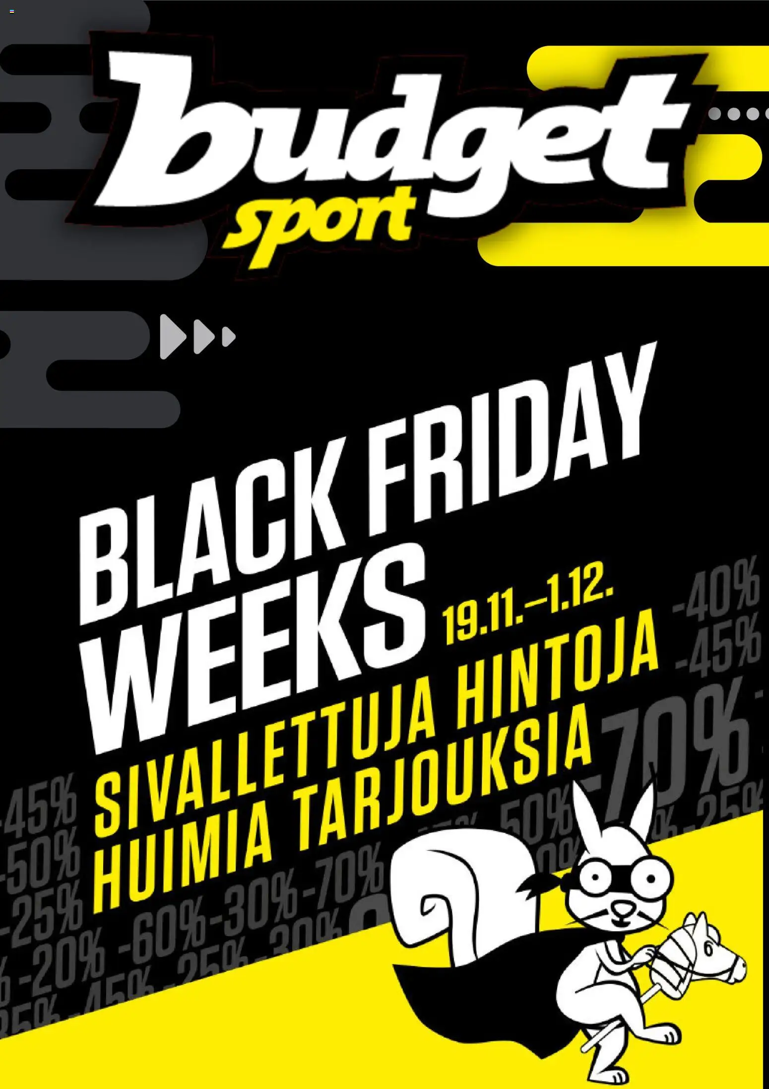 Kaupan Budget Sport Black Friday esikatselu, voimassa 19/11/2025