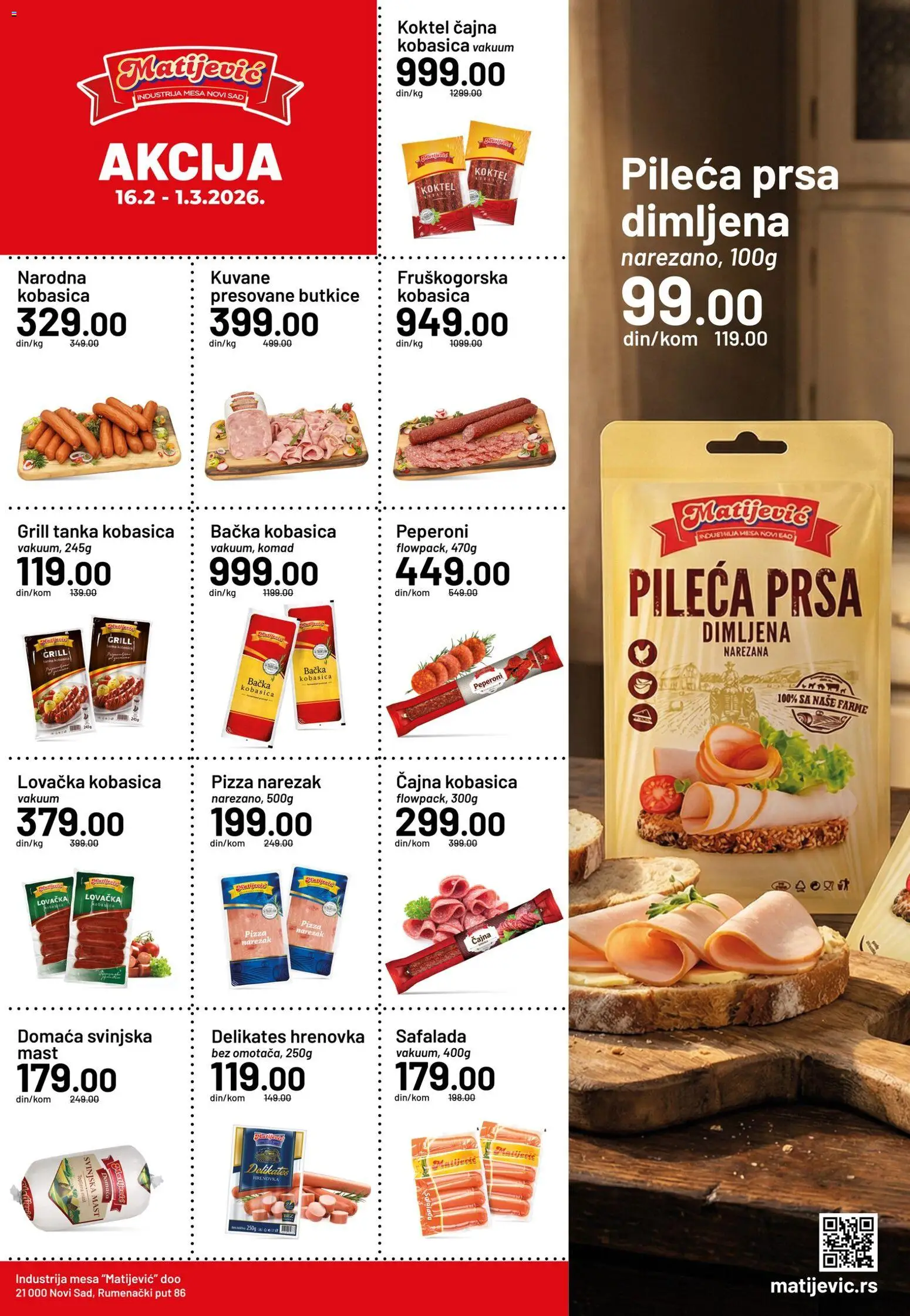 Pregled Matijevic kataloga - važi od 16.02.2026