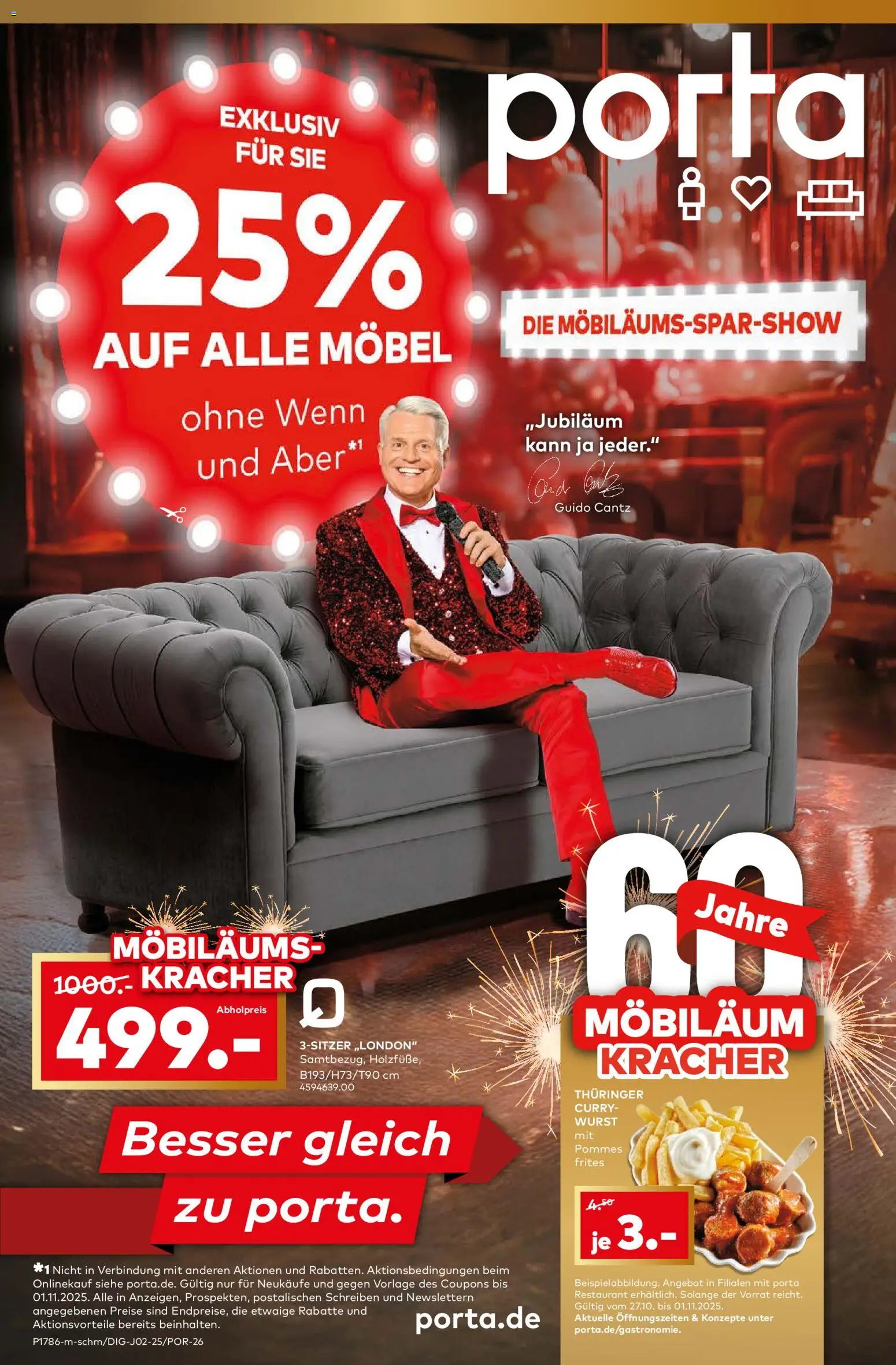 Porta! Möbiläums-Spar-Show mit Guido Cantz und 25% auf ALLE Möbel - Aachen (vom 27.10.2025 - 02.11.2025)