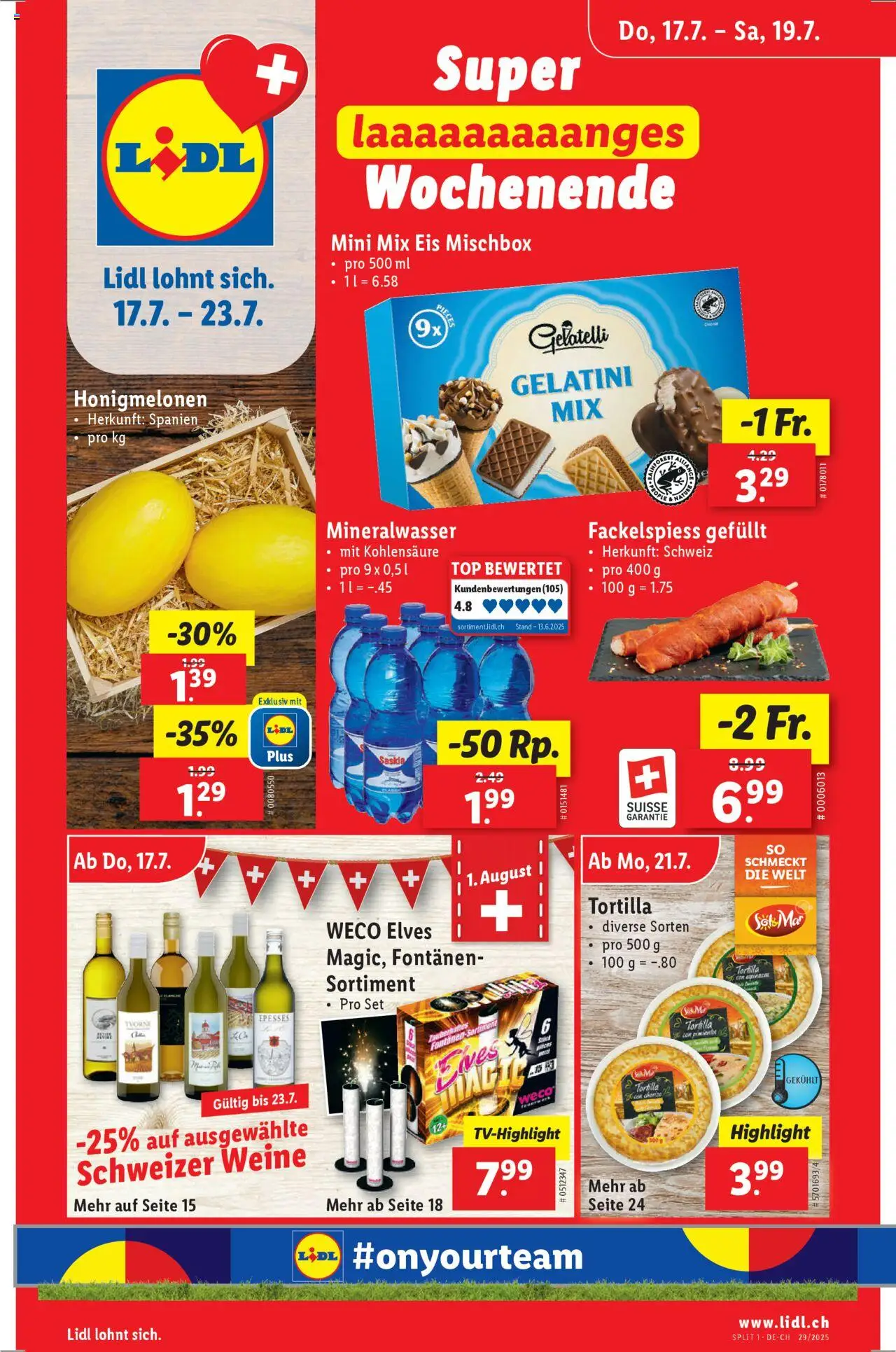 Lidl Aktionen ab 17.07.2025 - Seitennummer 1 - Eis, Top, Mineralwasser