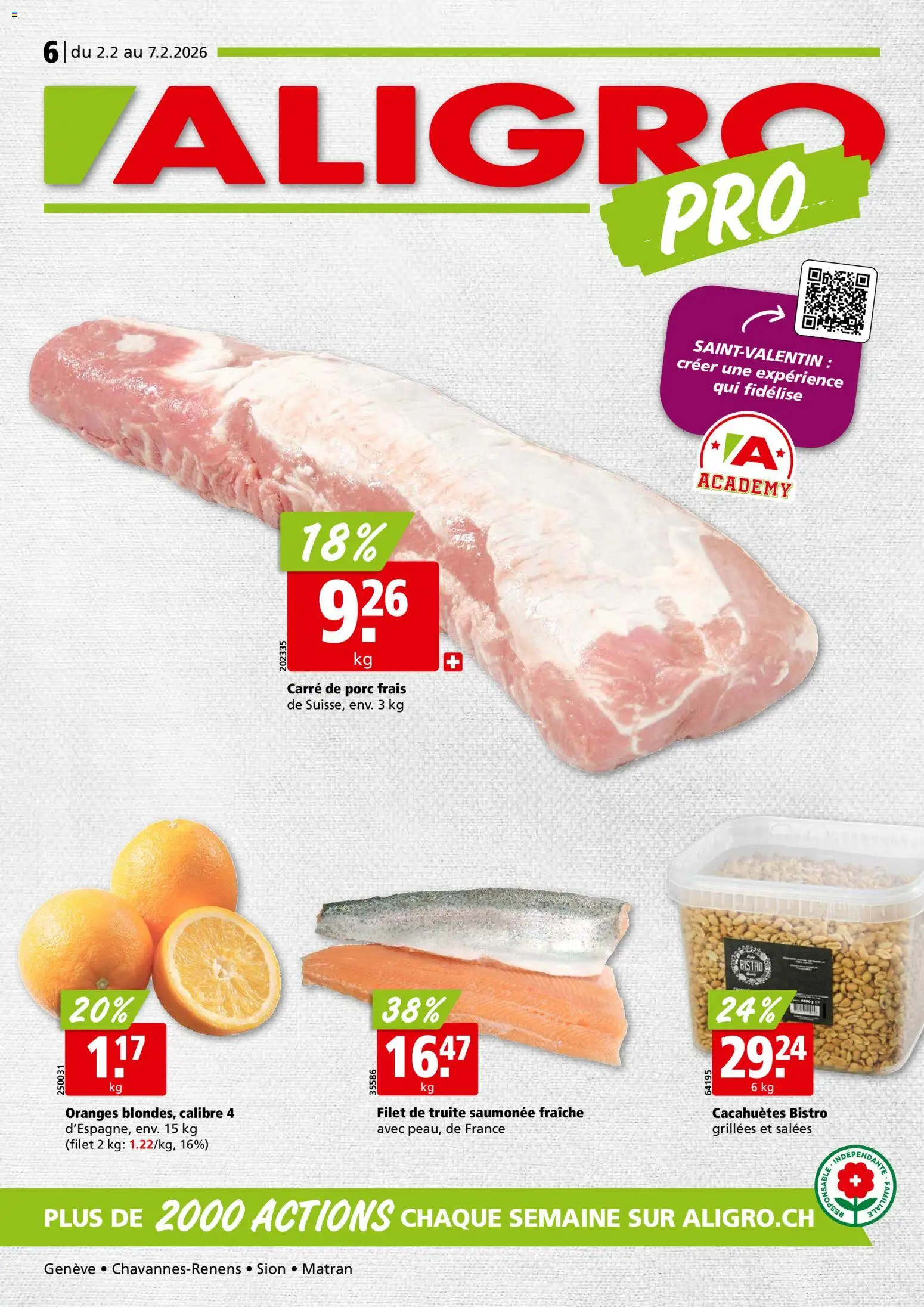 Vorschau des Merkblatts Aktionen Chavannes, Matran, Genève, Sion vom Shop Aligro gültig von 02.02.2026 bis 07.02.2026