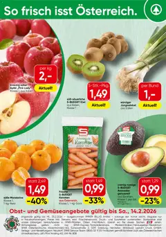 Vorschau der Angebote: Spar Steiermark Obst & Gemüse gültig ab 09.02.2026