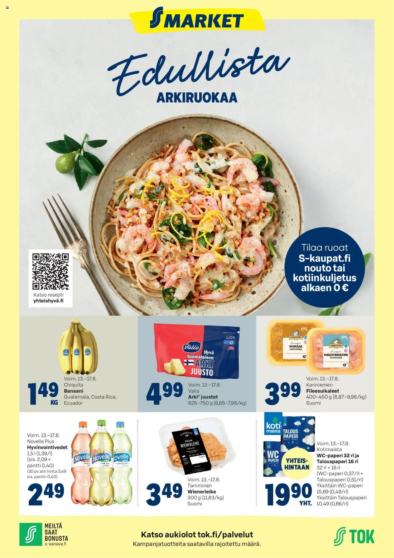 S-market-kaupan Tarjoukset - Edullista Arkiruokаa voimassa 13/08/2025 - Sivulla 1