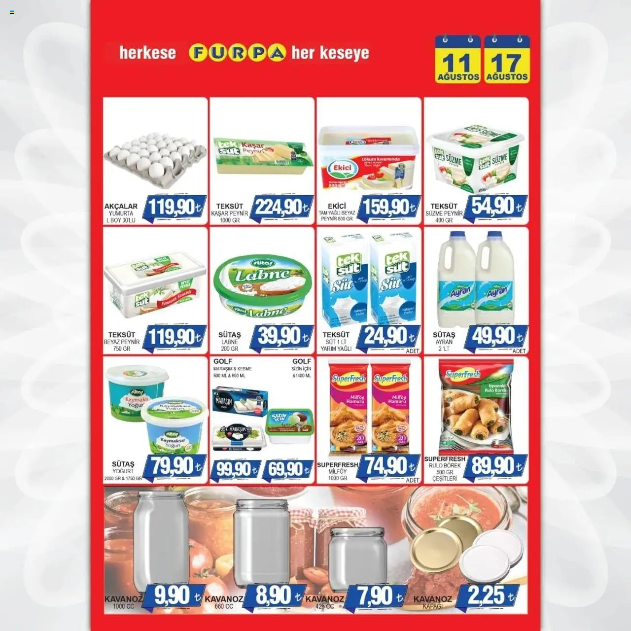 Furpa Katalog (11 - 17 Ağustos 2025) - Sayfa numarası 1 - Peynir, Süt, Yumurta, Yoğurt, Süzme peynir, Ekici