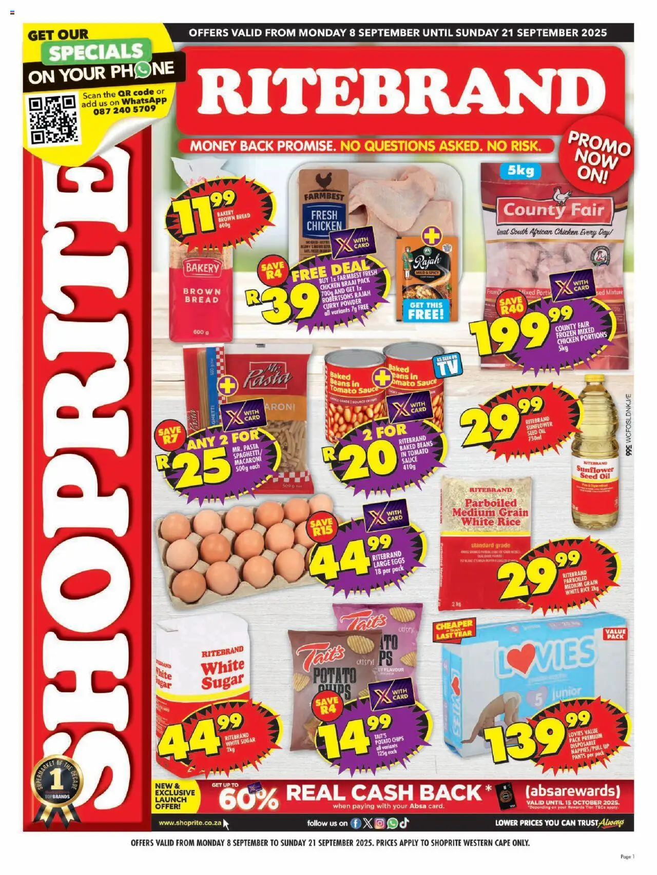 Shoprite Western Cape - Ritebrand Savings 08/09 - 21/09/2025 >> Catalogue