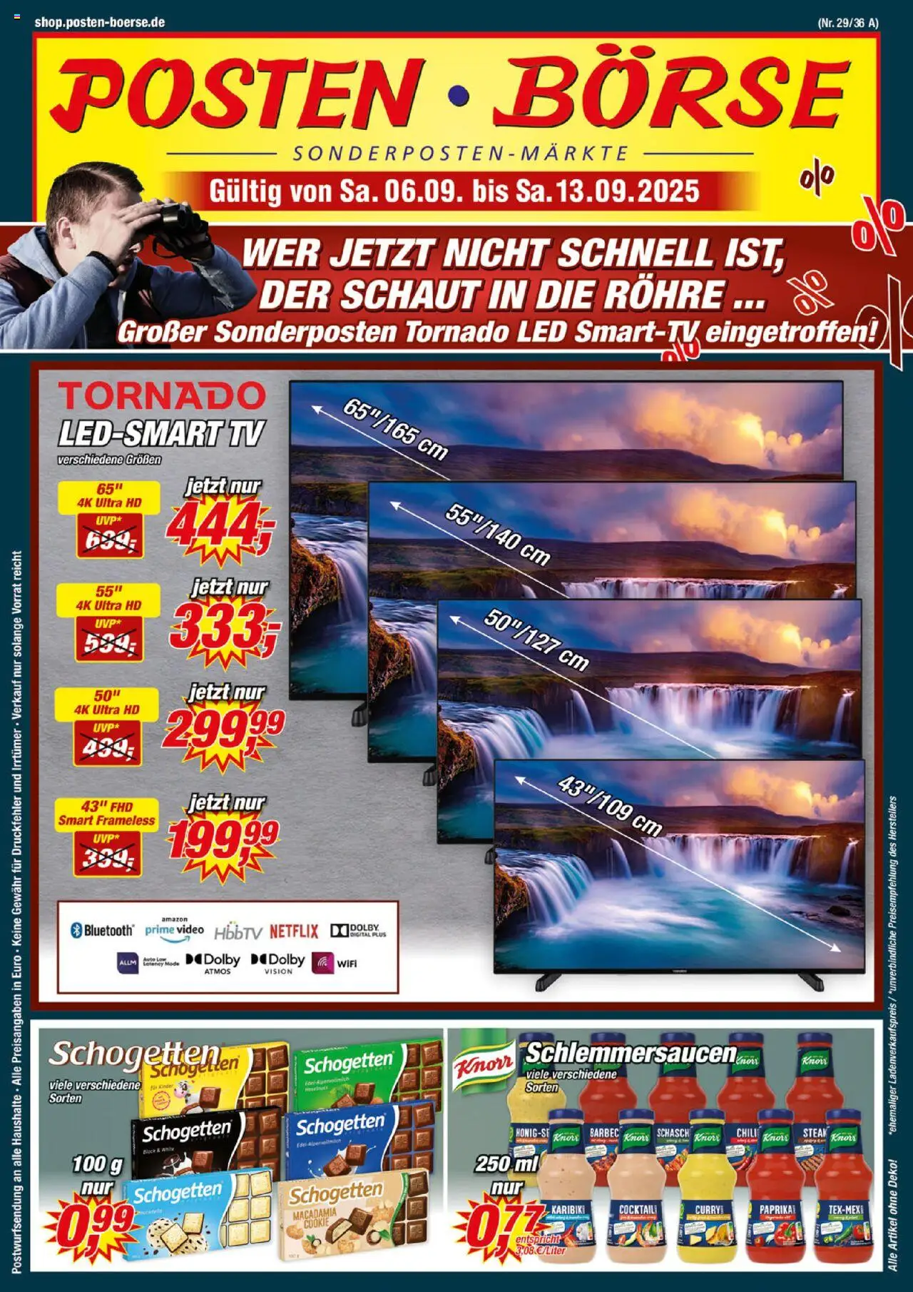 Posten Börse Prospekt (vom 06.09.2025 - 13.09.2025) - TV, Video, Steak, Chili, Knorr, Schogetten