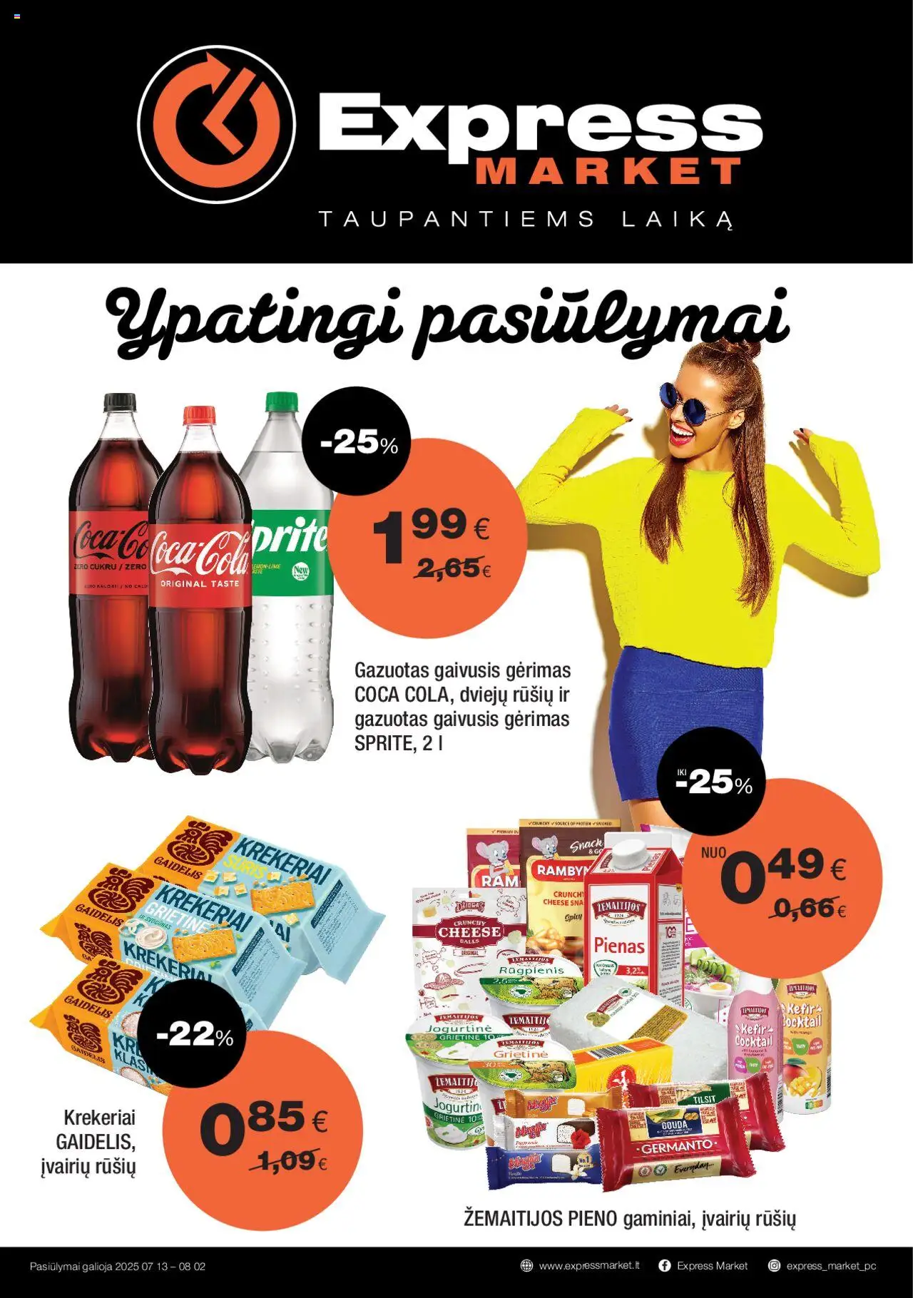 Express market leidinys galioja nuo 2025.07.13 – puslapio numeris 1 - Gaivusis gėrimas, Pienas, Sūris, Grietinė
